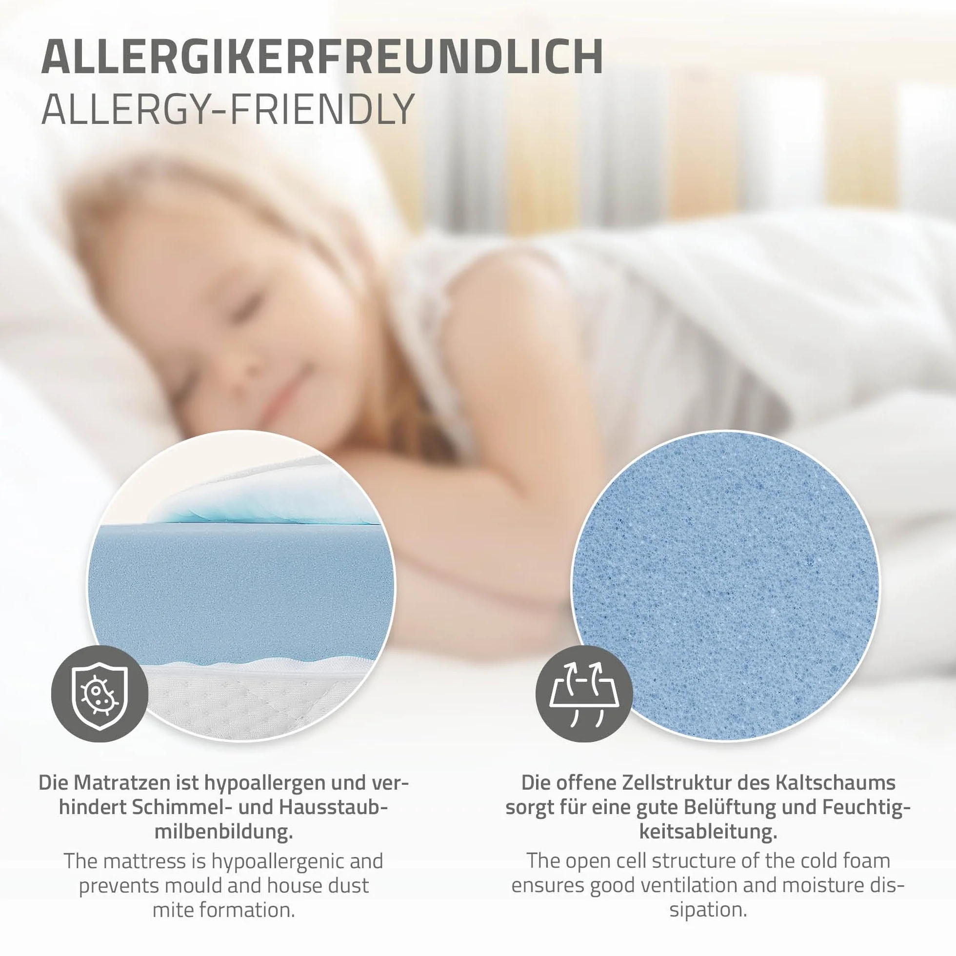 ML-Design Kindermatratze 90 x 200 x 10 cm, Schadstoffgeprüft, Öko-Tex 100 Zertifiziert, Babymatratze Juniormatratze mit Reißverschluss und waschbarem Bezug, Kaltschaummatratze für Kinderbett Babybett