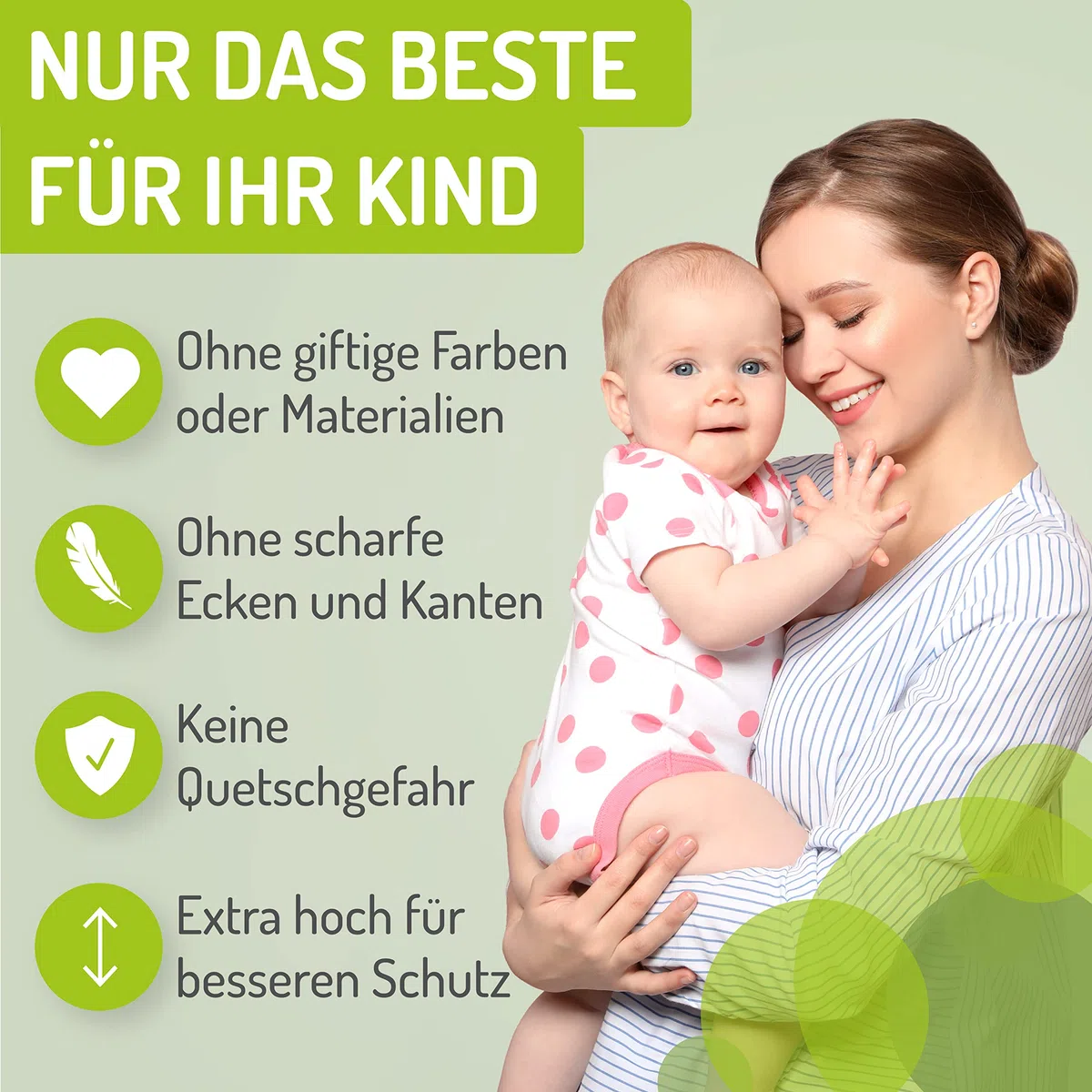 BOMI Türschutzgitter Mira | Extra Hoch | Ohne Bohren | Schließt automatisch | Tuerschutzgitter weiß Metall Selbstschließend | Treppengitter zum Klemmen für Baby | Breite: 73-81 cm