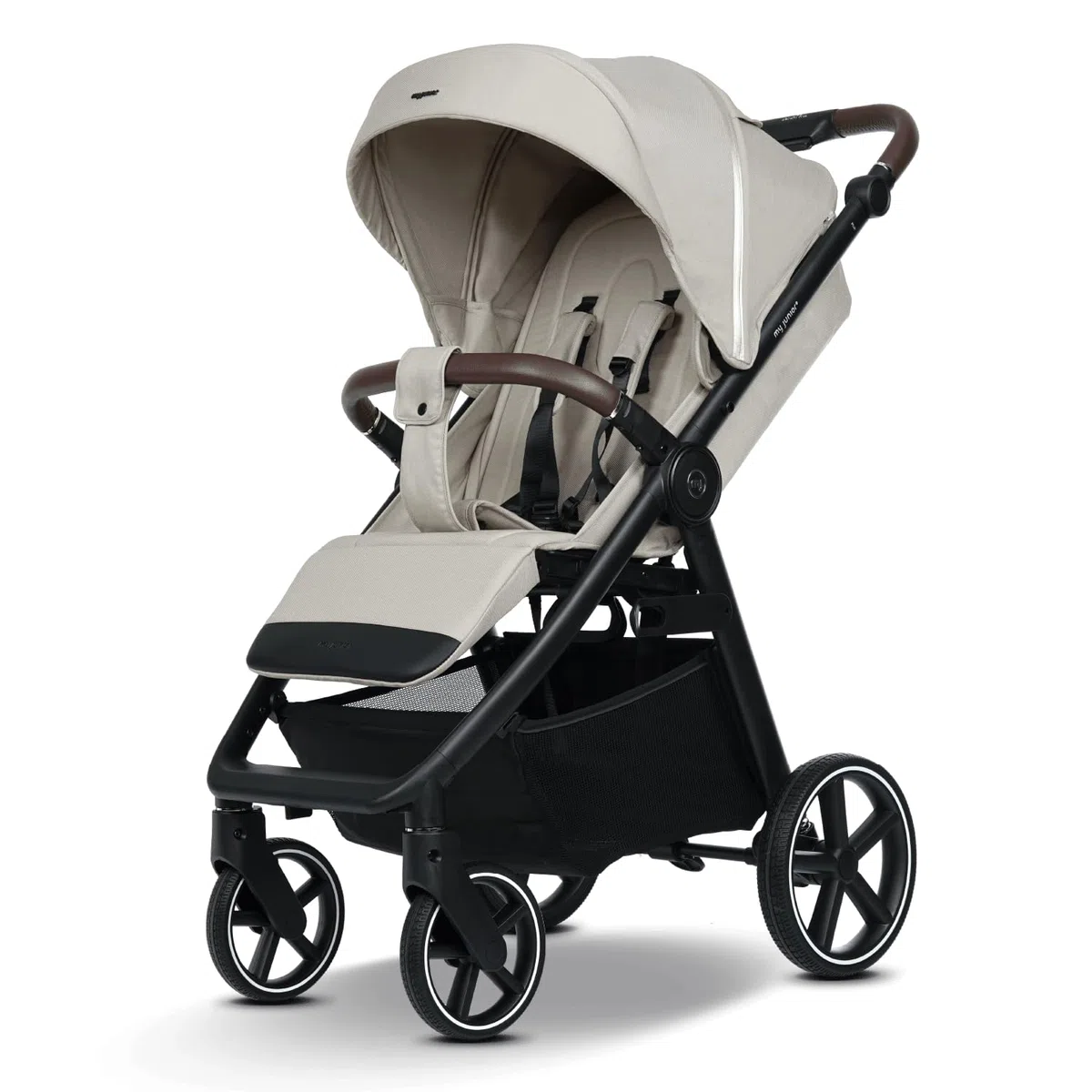 my junior® PLIA² | großer Komfortbuggy mit Luftkammerreifen, Einhand-Faltmechanismus, einstellbare Federung, XXL-Einkaufskorb & -Verdeck, Belüftung, inkl. Getränkehalter + Tragegurt (Desert Bloom)