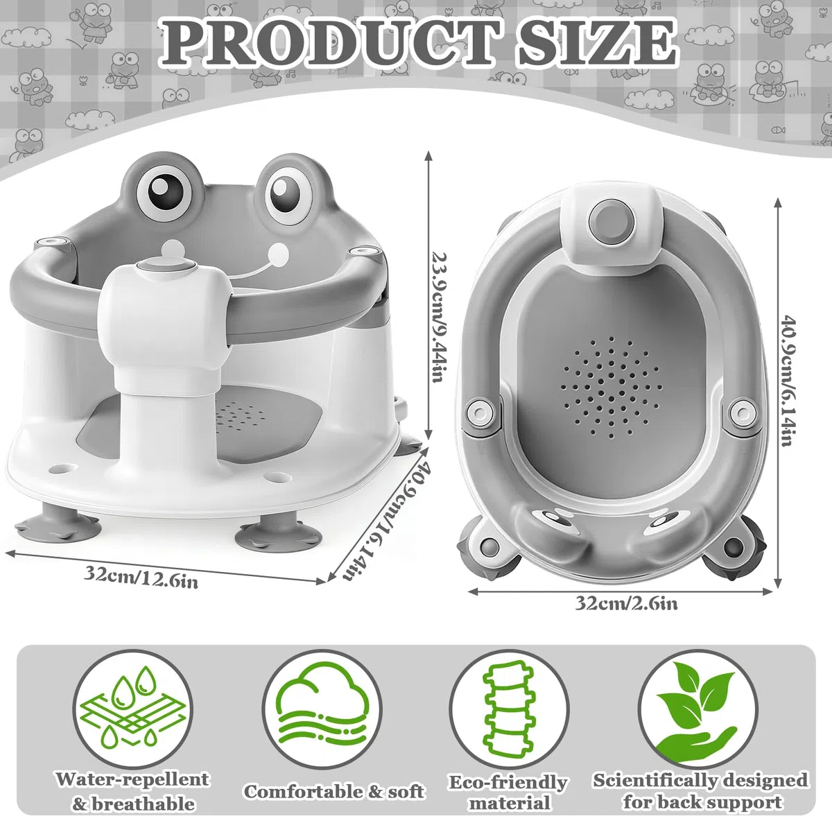 Badewannensitz Baby ab 6 Monate,Baby Badewannensitz,Badesitz Baby mit 4 Saugnäpfen und Kissen,Baby Bath Seat für Kleinkinder und Neugeborene,Baby Sitz Badewanne für Dusche oder Badewanne
