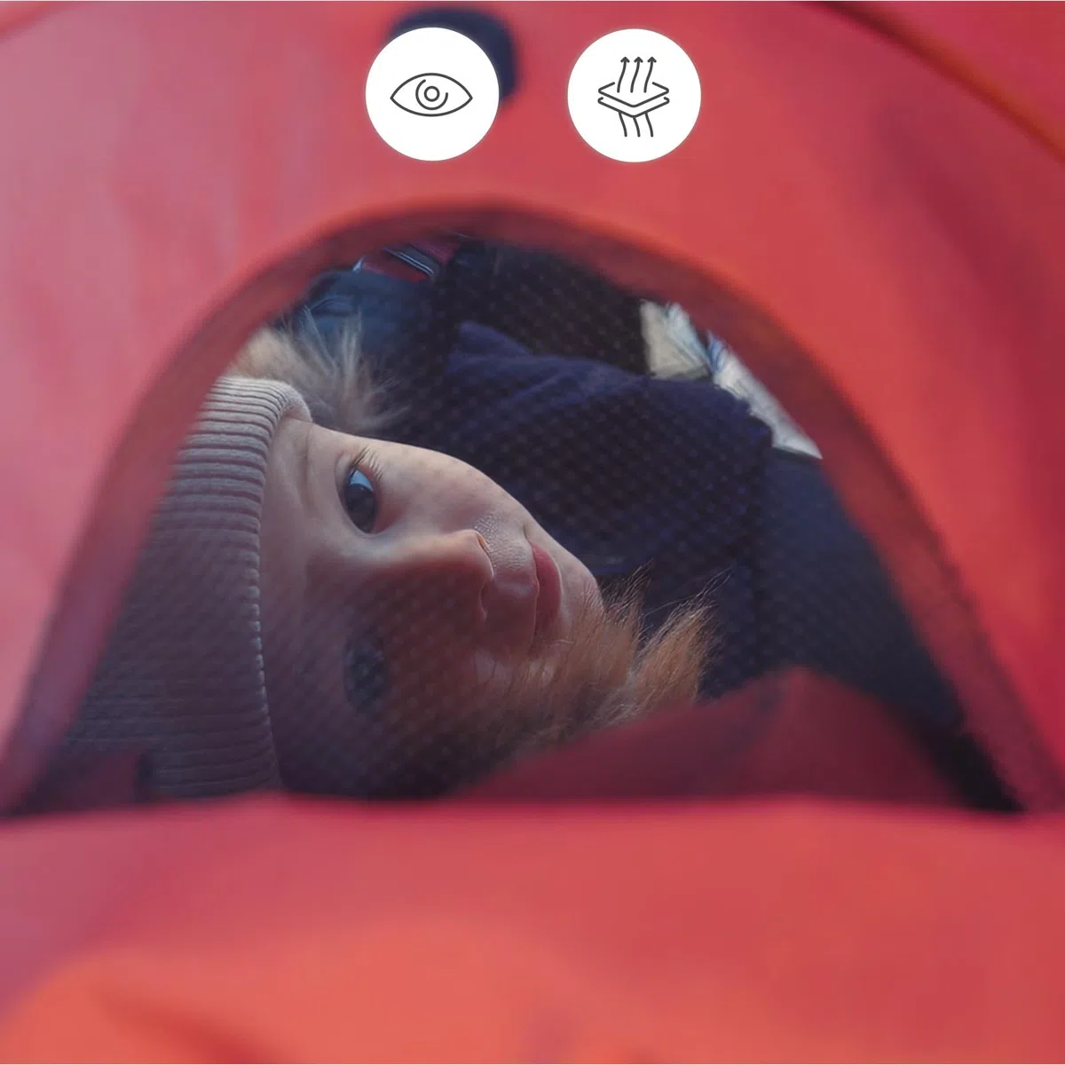 Kinderkraft Buggy SIESTA 2 bis 22 kg, nur 7,9 kg, zusammenklappbar, Liegeposition, verstellbare Fußstütze, Verdeck mit Mesh und Peekaboo, 5-Punkt-Gurt, kompakt, Rot