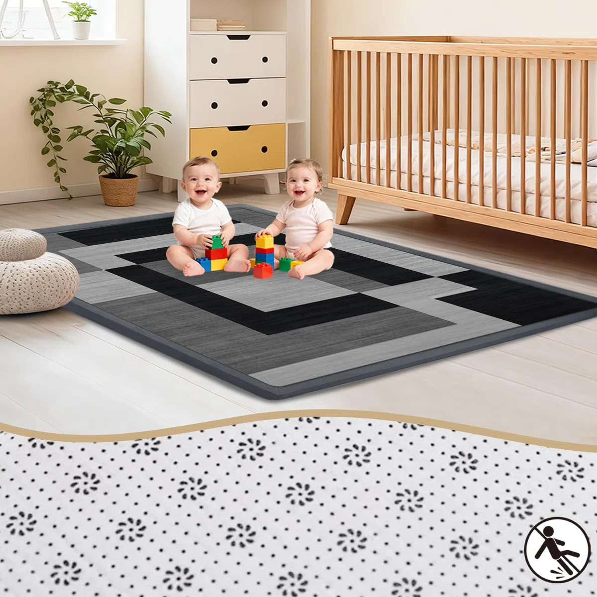 Spielmatte Baby/Krabbelmatte Baby, Teppich für Kinderzimmer mit hochwertigem Memory-Schaum, 2 cm Dick Krabbelmatte Baby, Krabbeldecke, Tatami Matte 190 x 300cm