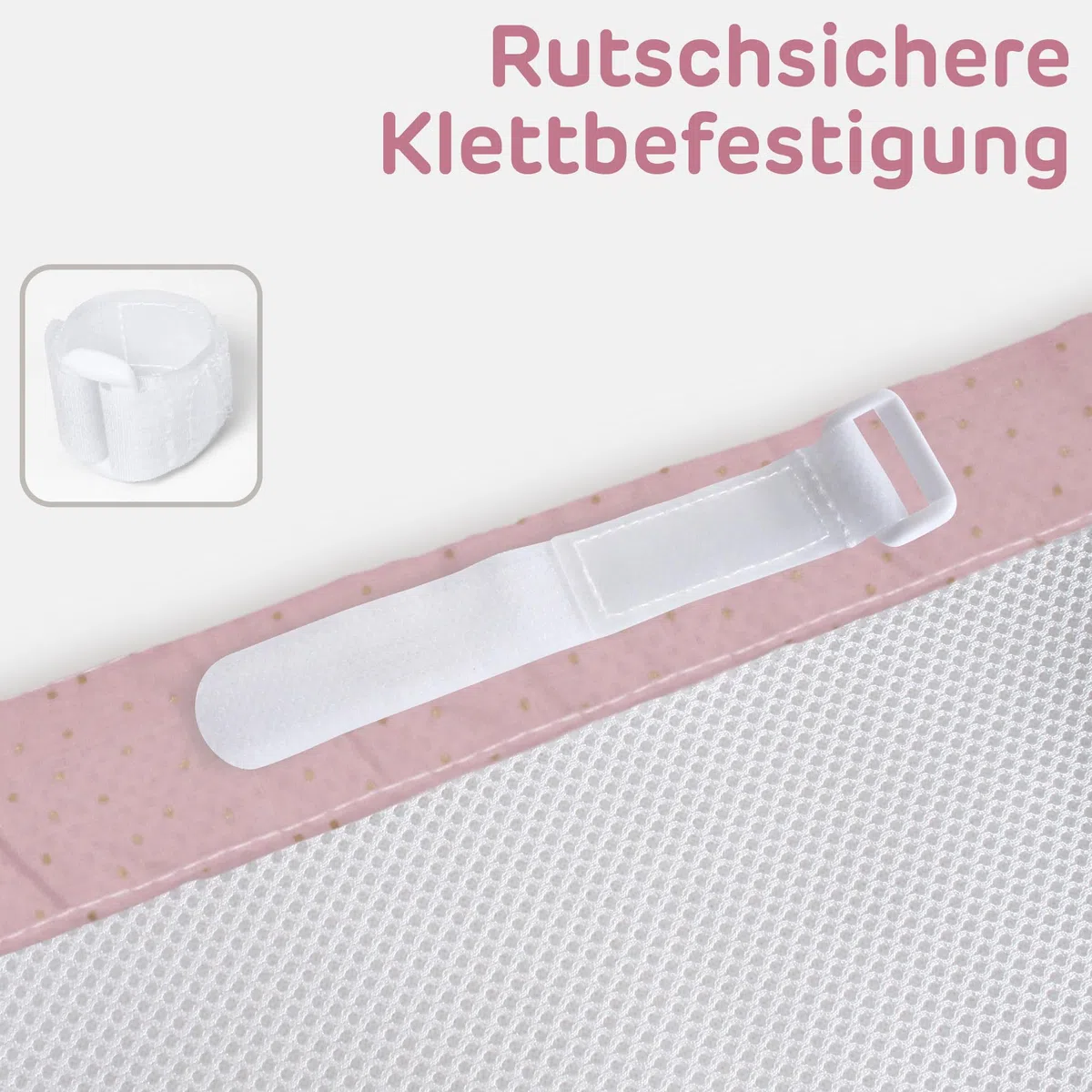 babybay Nestchen 3D Mesh Royal passend für Modell Maxi, Boxspring, Comfort und Comfort Plus, rosé Glitzerpunkte gold