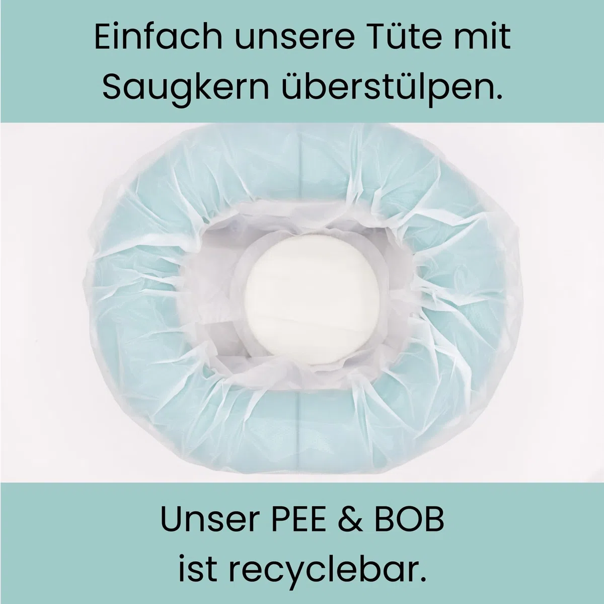 Pee & Bob Dein Töpfchen für unterwegs | Klein & Leicht, Haltbar und Stabil und Made in Germany | Mit Kindern immer und überall eine saubere Toilette, inkl. 5 Einwegtüten [Mint]