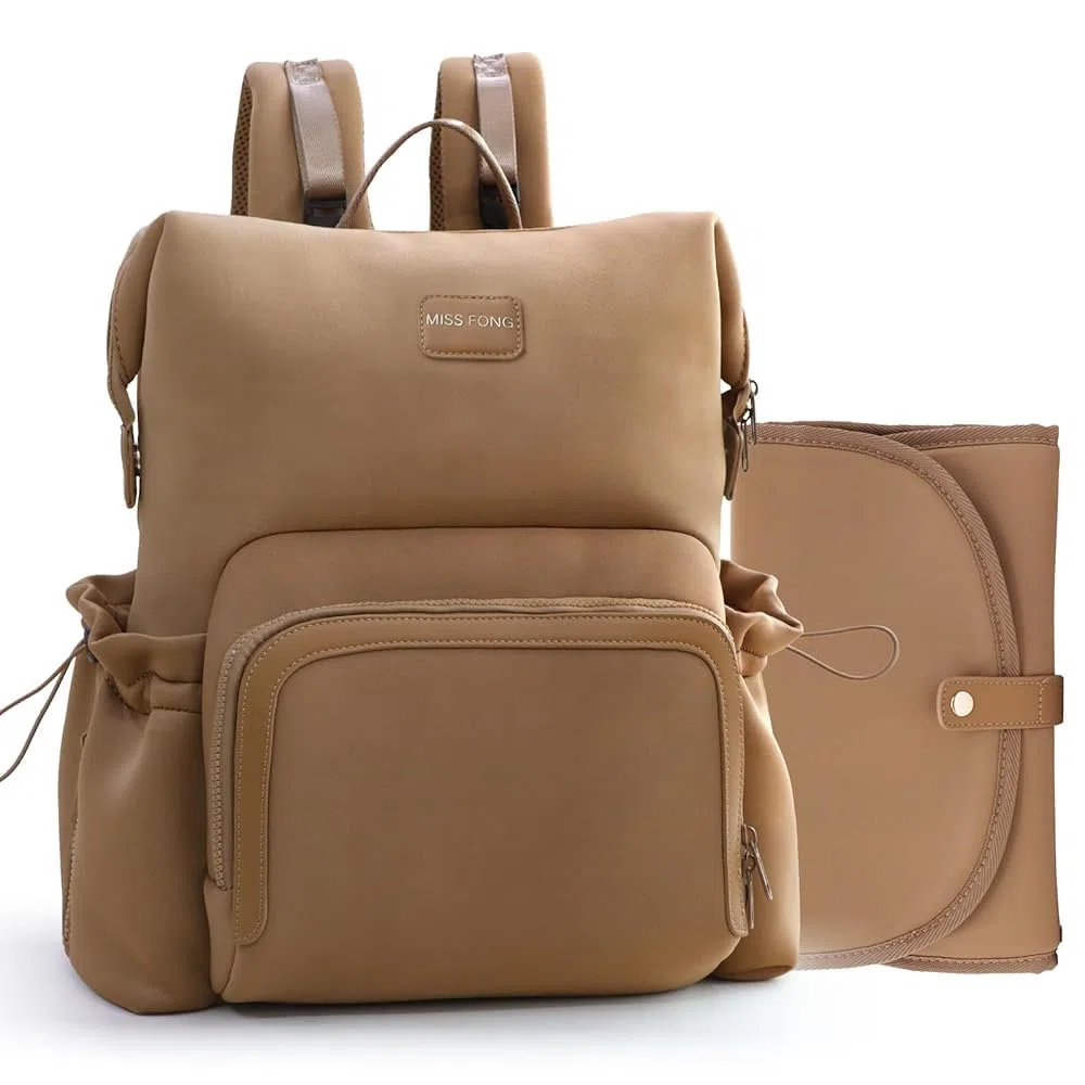 MISS FONG Baby Wickelrucksack Wickeltasche, Wickelrucksack Groß Rucksack Babytaschen Wickeltasche Organizer Neopren Lässig Wickelrucksack mit 12Taschen & Wickelunterlage MamaTasche für Papa