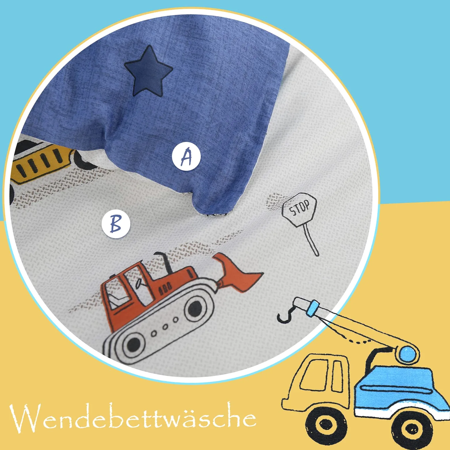 Kinderbettwäsche 135x200 für Jungen und Mädchen Süß Dinosaurier Muster Bettwäsche mit Reißverschluss Baumwolle 135x200cm+80x80cm 2tlg