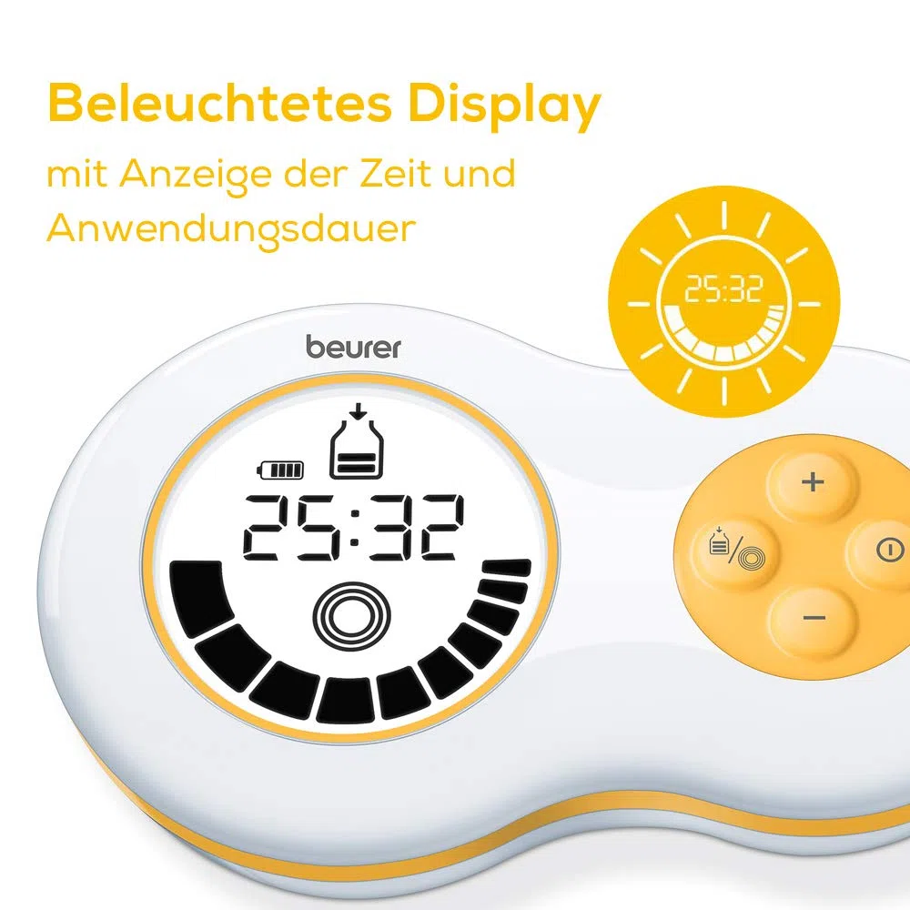 Beurer BY 40 elektrische Milchpumpe mit Stimulationsmodus und Memory-Funktion, inkl. Avent- und NUK-Adapter