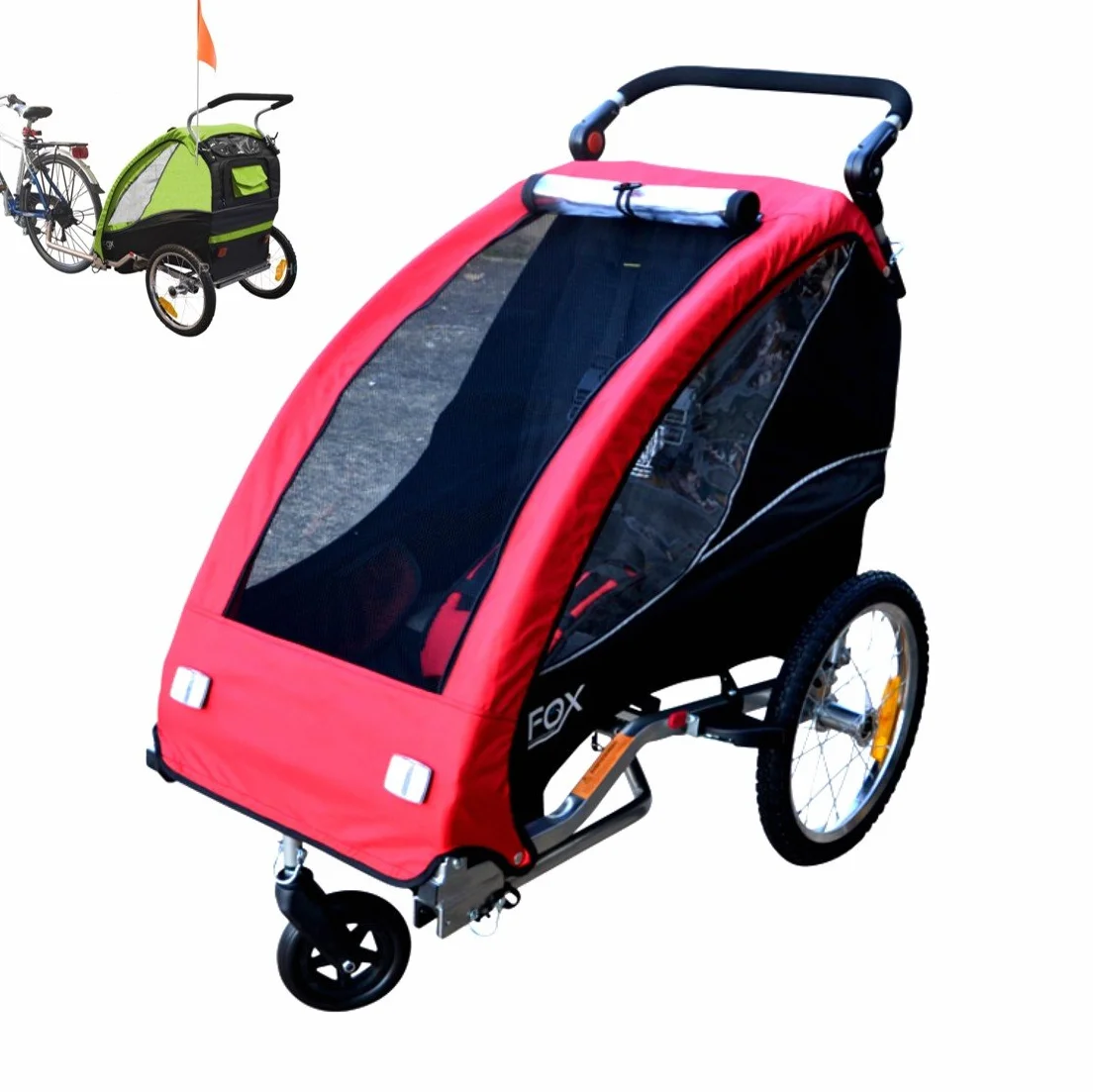 PAPILIOSHOP Fox – Klappbarer Kinderwagen und Fahrradanhänger, 2-in-1 Jogger für 1 Kind, Leicht und Stabil, Ideal als Kinderanhänger
