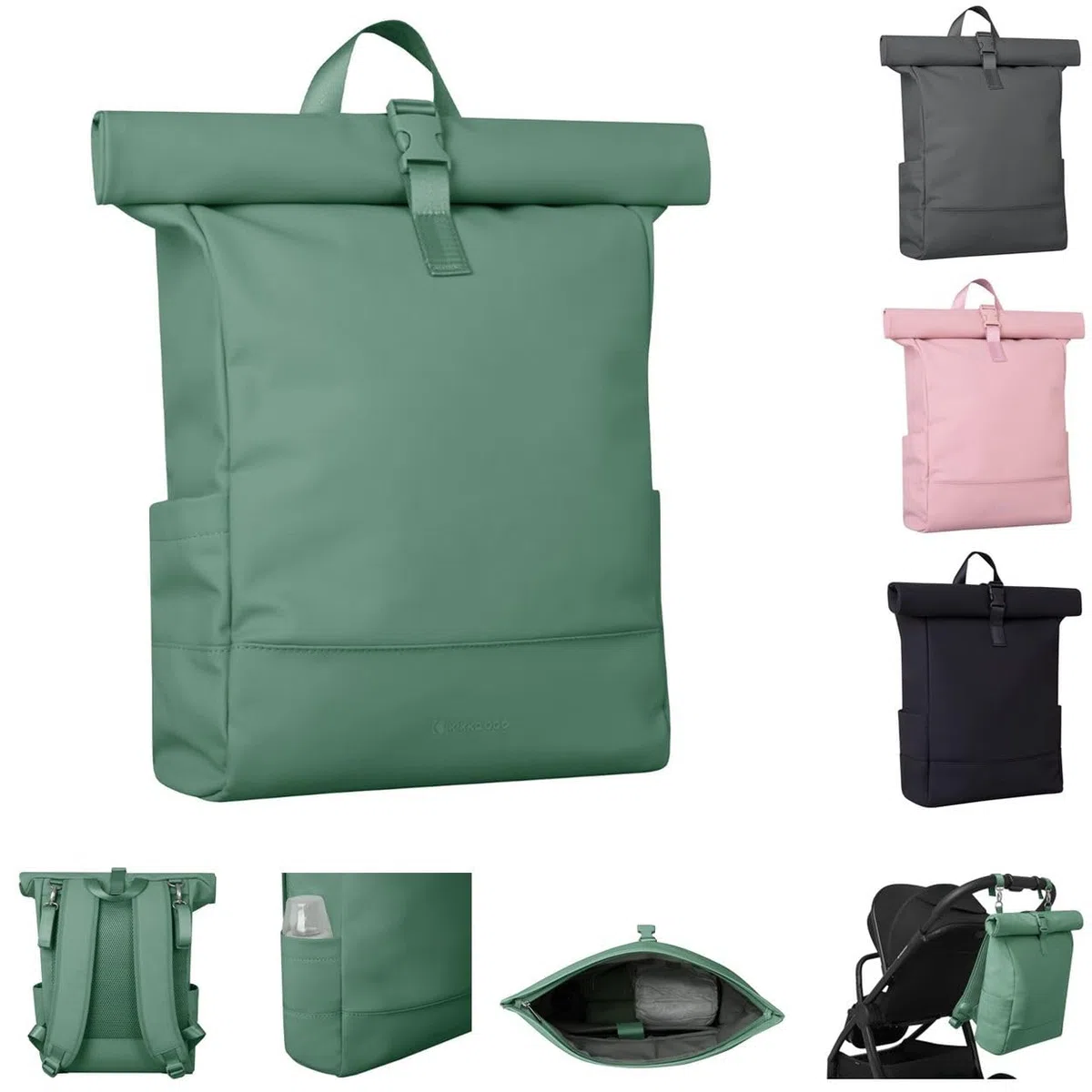 Kikkaboo Wickeltasche Jayden Rucksack Grifflänge einstellbar, Reißverschluss grün