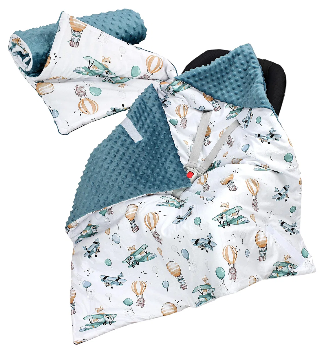 TupTam 2er Set Baby Decken Einschlagdecke 85x85 cm Autositz Babyschale Minky Baumwolle