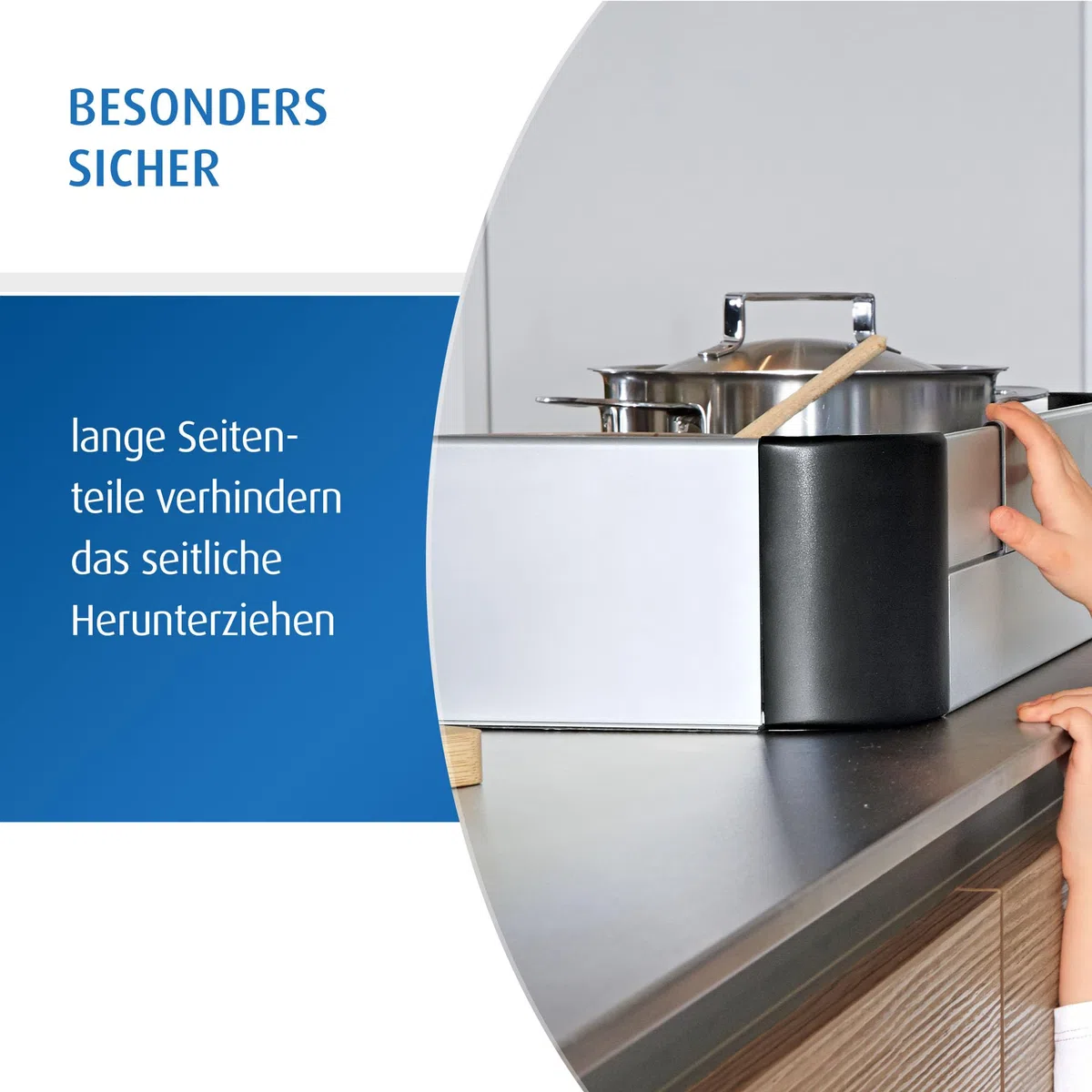 reer Herdschutzgitter PREMIUM XL | ausziehbar: 57-90 cm | spülmaschinengeeignetes Herdgitter | Herdsicherung ohne Bohren | Kinder Herdschutz | Kindersicherung, Ceranfeld & Induktion
