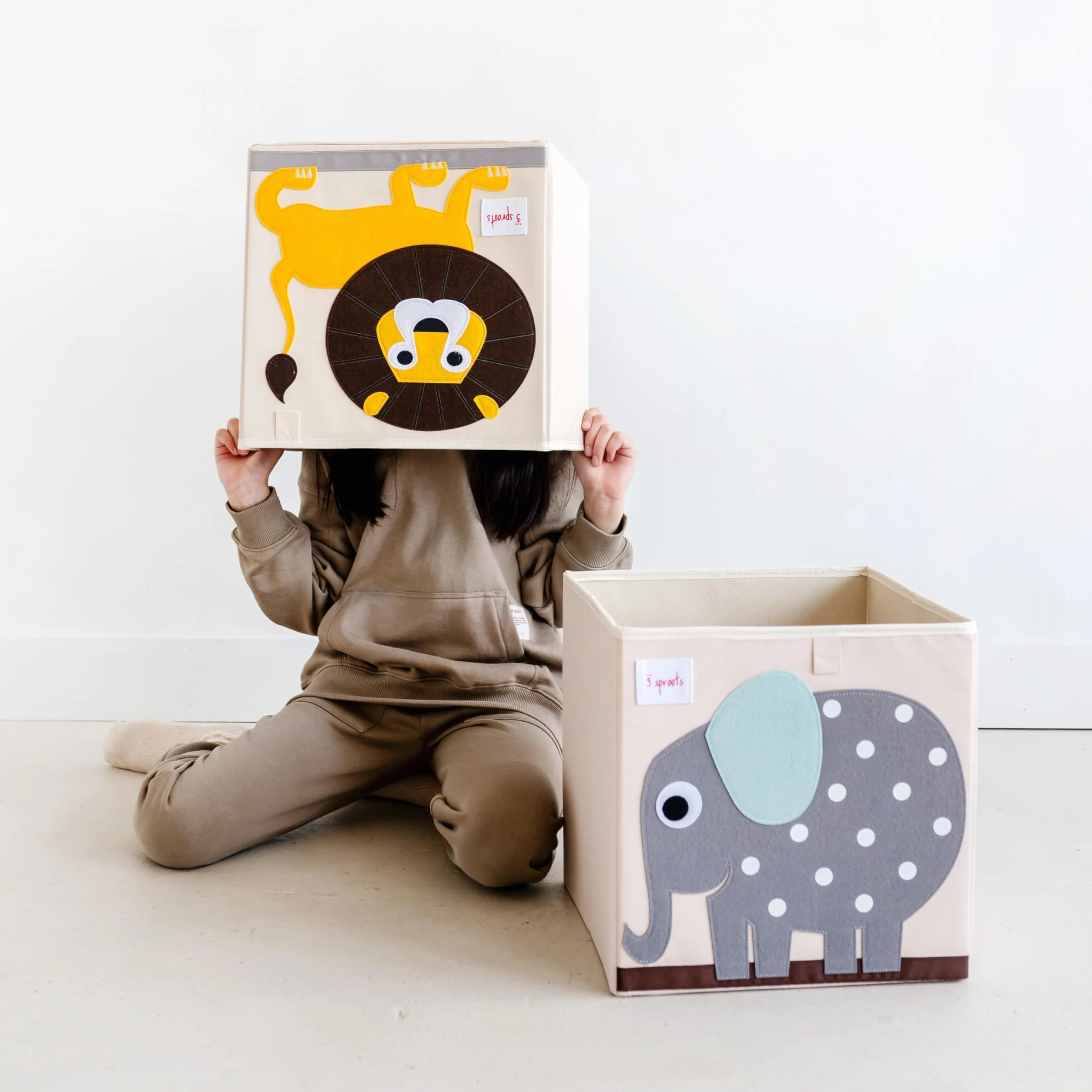 3 Sprouts, Aufbewahrungsbox Kinder mit Deckel, Spielzeugbox für Kallax Regale, Box zur Spielzeugaufbewahrung, Kinder Aufbewahrungsbox Kinderzimmer, Aufbewahrungsboxen für Spielzeug - Löwe