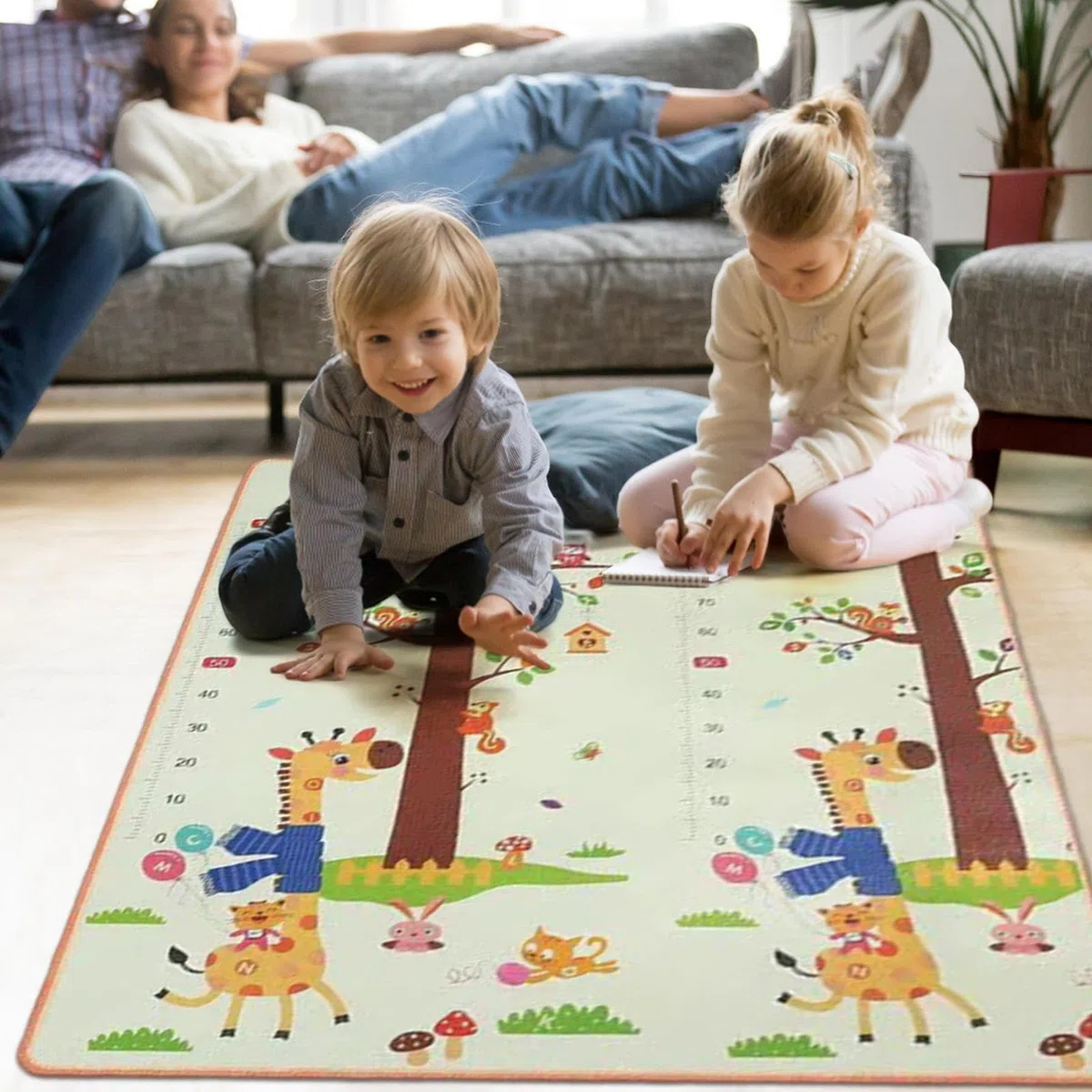 Spielmatte | Lernmatte, rutschfest, doppelseitig, sensorische Aktivitäten, drinnen und draußen, Kindergarten, Haus