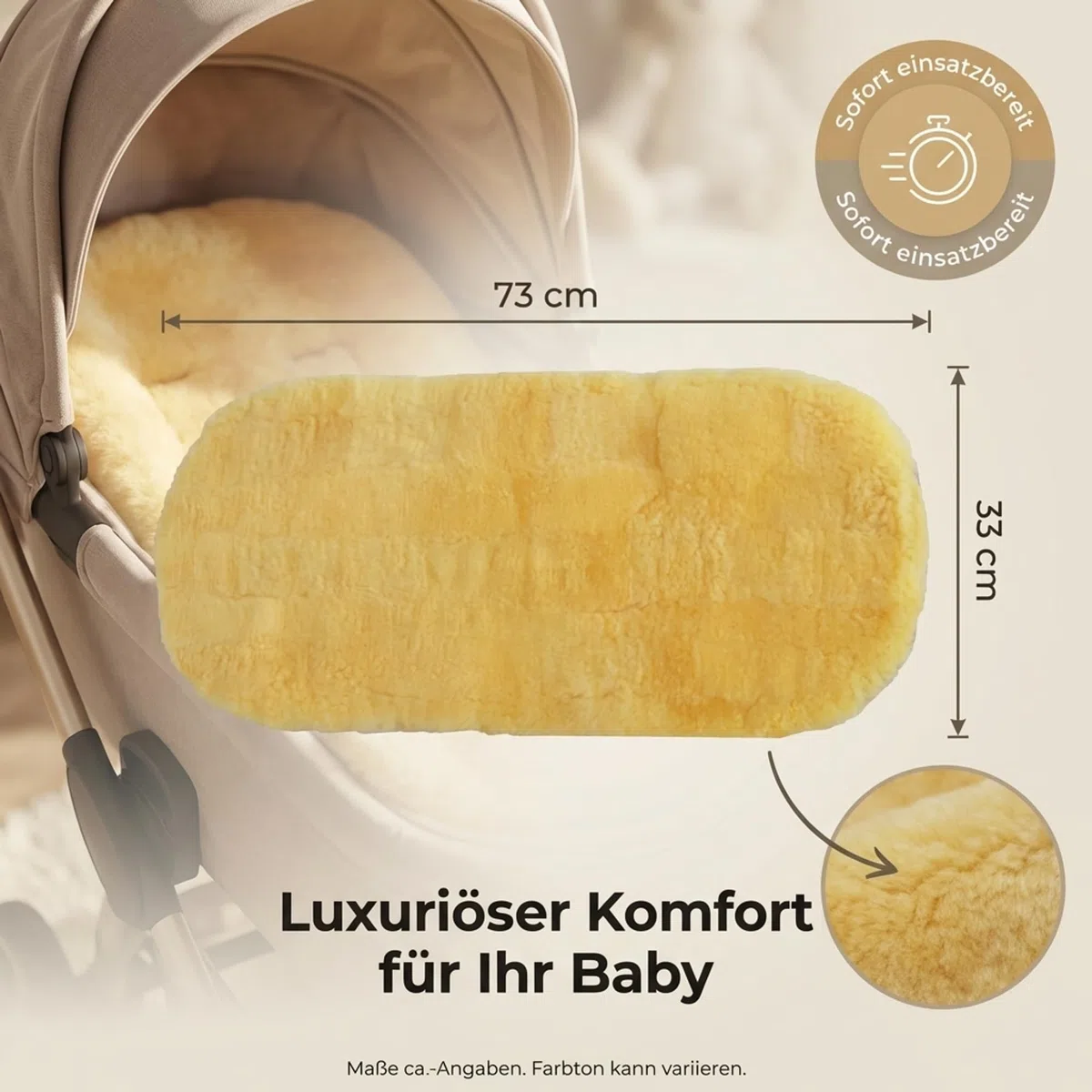 Lammfell Baby Einlage Kinderwagen 100% Merinowolle 75 x 35 cm Patchwork