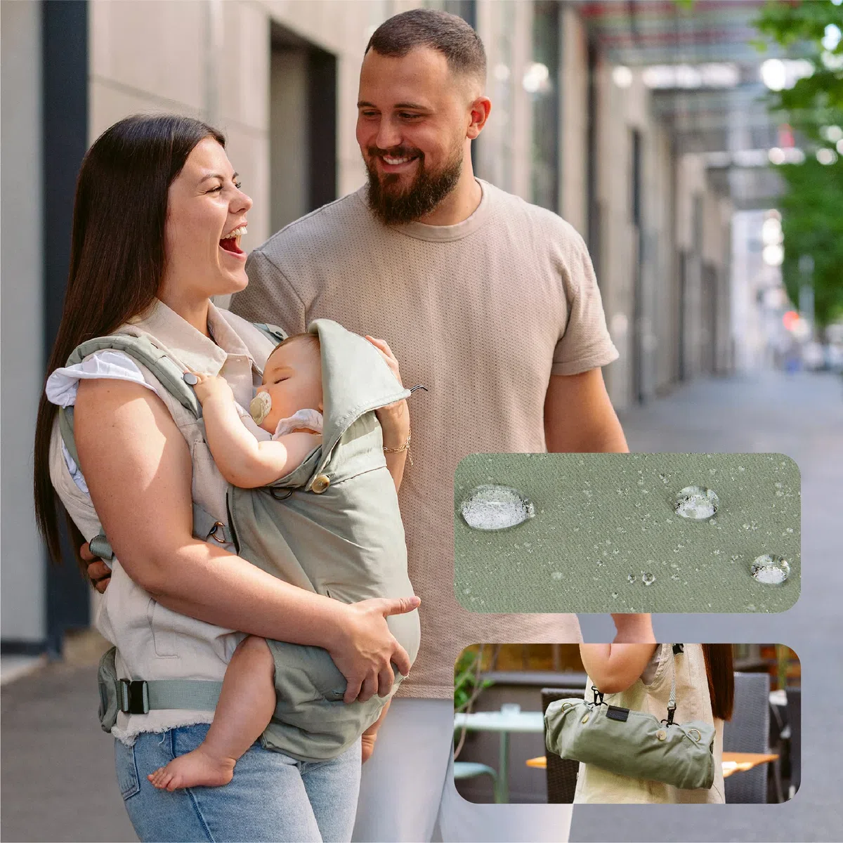 Babymoov Babytrage Moov & Boost Sage green - ergonomisch, für Babys und Kleinkinder, bis 20 kg