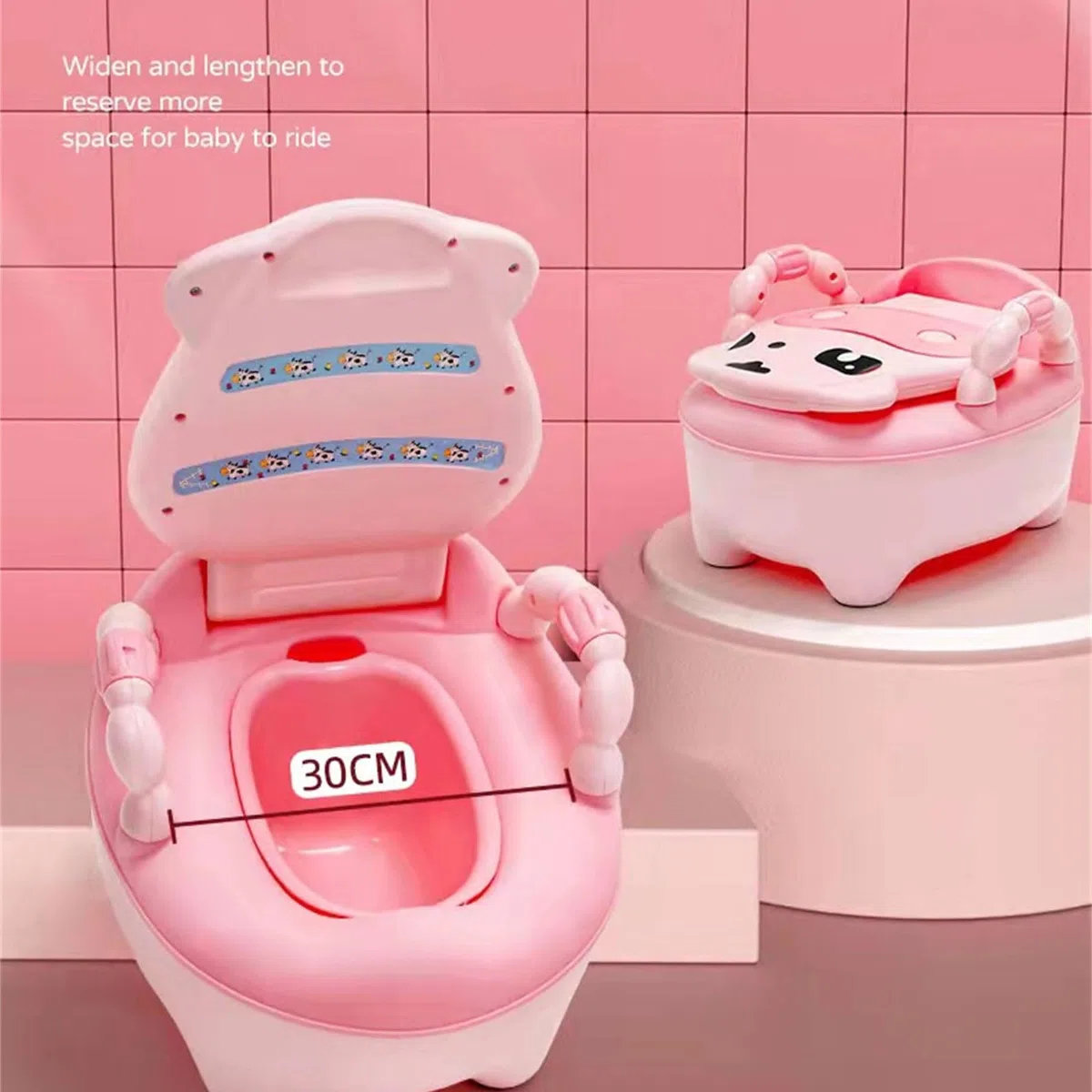 Töpfchen Cartoon Baby Toilettentrainer, tragbare Trainingstoilette für Reisen, stabiler Boden, rutschfester Töpfchen Trainingsstuhl, Urinal Eimer