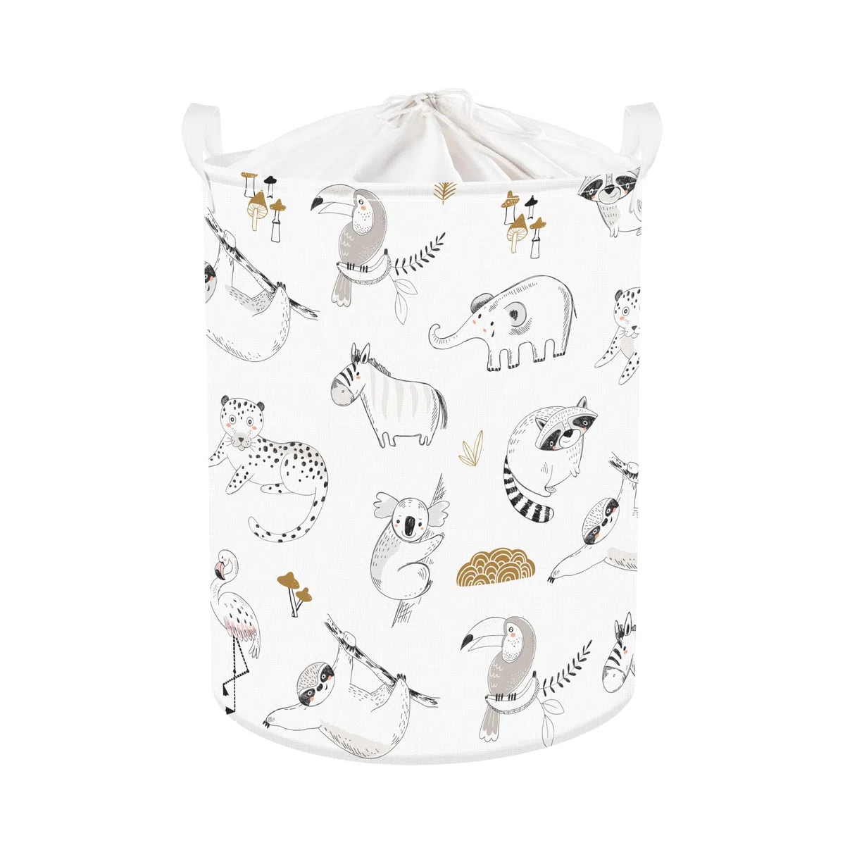 Clastyle 45L Kinder Wäschekorb Elefant Rund Weiß Spielzeug Kleidung Aufbewahrungskorb 36x45 cm