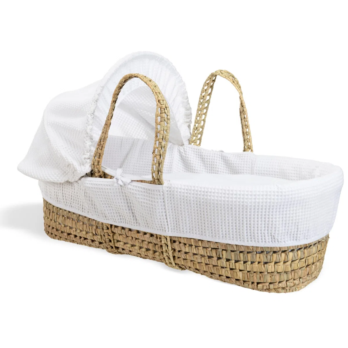 Clair de Lune Babykorb mit Waffelpalme, 75 x 28 cm, Weiß