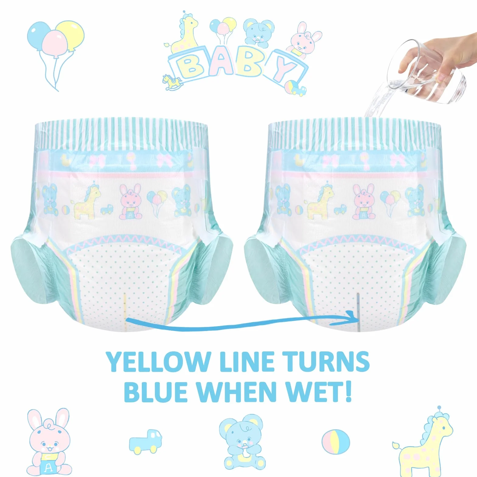 LittleForBig 5500-5800 ml Verstellbarer Klettverschluss Erwachsenen Gedruckten Windeln 10 Stück - Baby Parade (M)