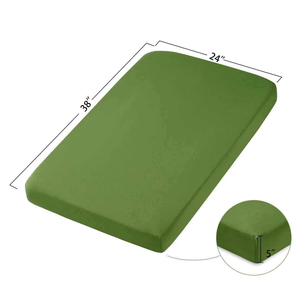 TILLYOU Spannbettlaken für Kinderbetten, 2er-Pack, Packung und Spiellaken für Kleinkindermatratzen, weich und atmungsaktiv, 96,5 x 61 cm, Pack n Play Matratzenbezug, Apfel- und Fruchtgrün