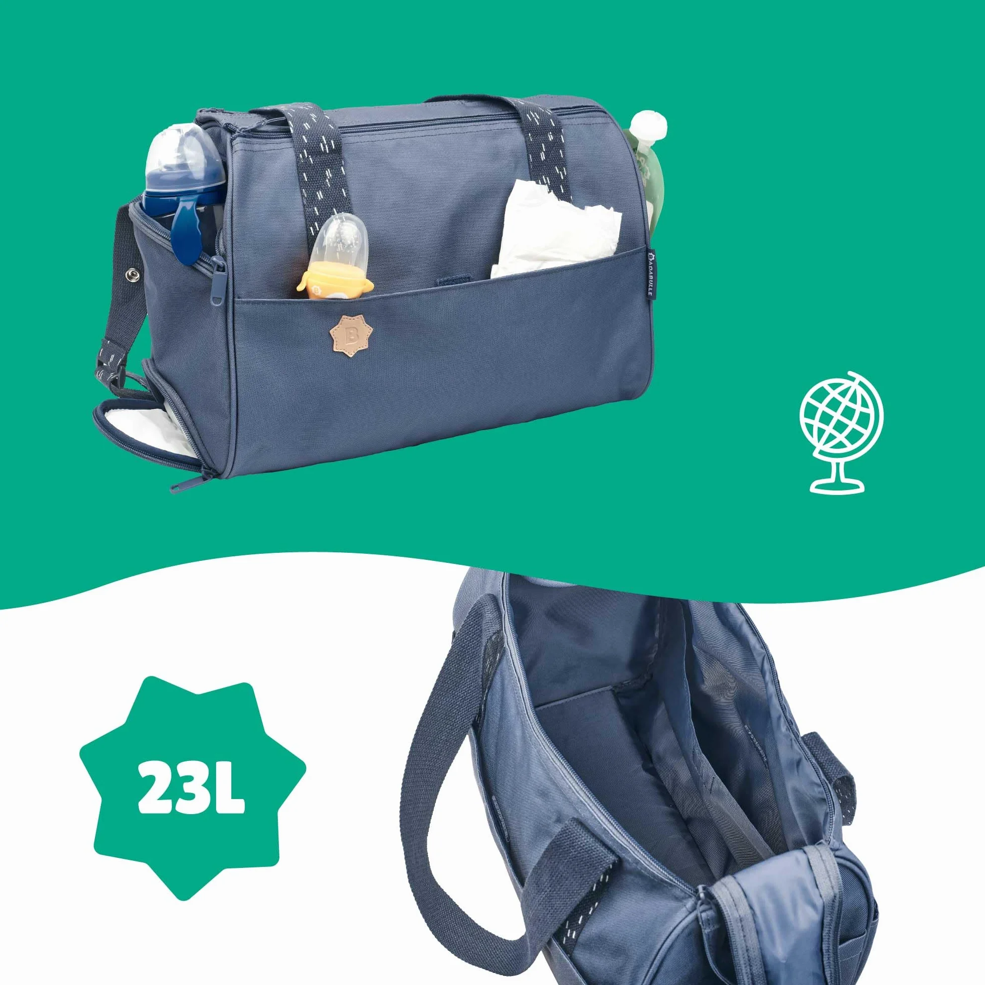 Badabulle Wickeltasche Pocketstyle - Kinderwagentasche inklusive Wickelzubehör