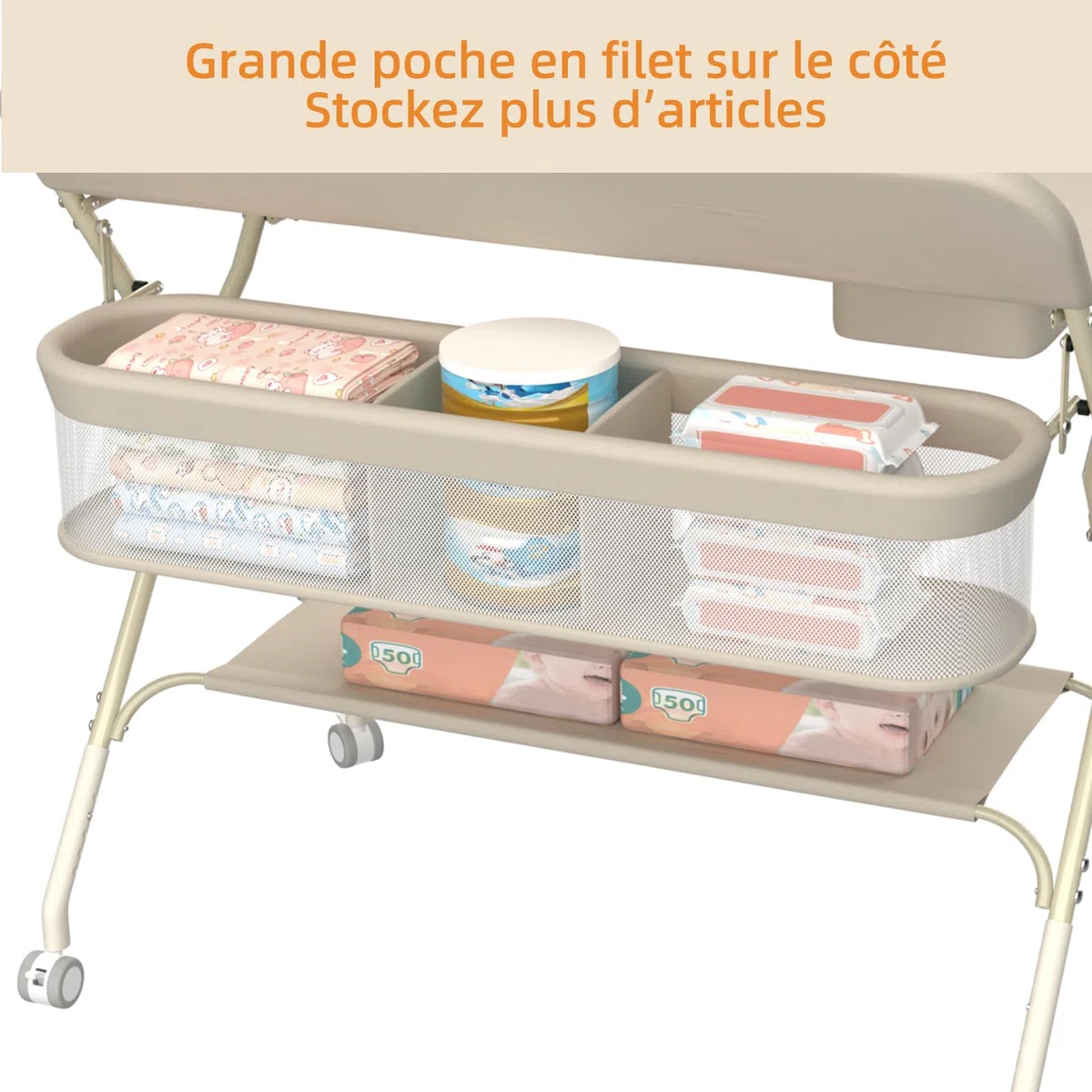 OHMG Wickeltisch für Babys,tragbarer klappbarer Wickeltisch mit Rollen,Mobile wickeltisch klappbar,wasserdicht und höhenverstellbar,Baby Changing Table für Neugeborene (A-Milchweiß)