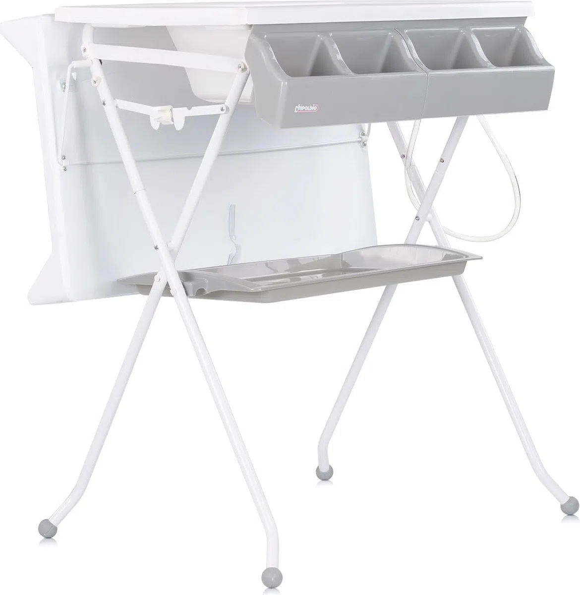 Chipolino Babywanne Wickeltisch 2 in 1 Aqua Zubehörfach klappbar Ständer Stopfen grau