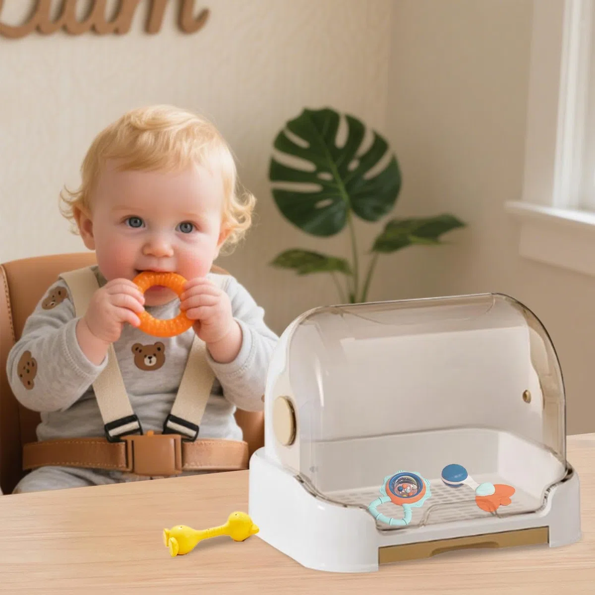 Babyflaschen-Organizer Staubdicht Abnehmbar Tragbar Schnuller Beißring | Kinder Milchflasche Trockenständer Organizer Geschirr Besteck für tägliche Fütterung Kinderbetreuung