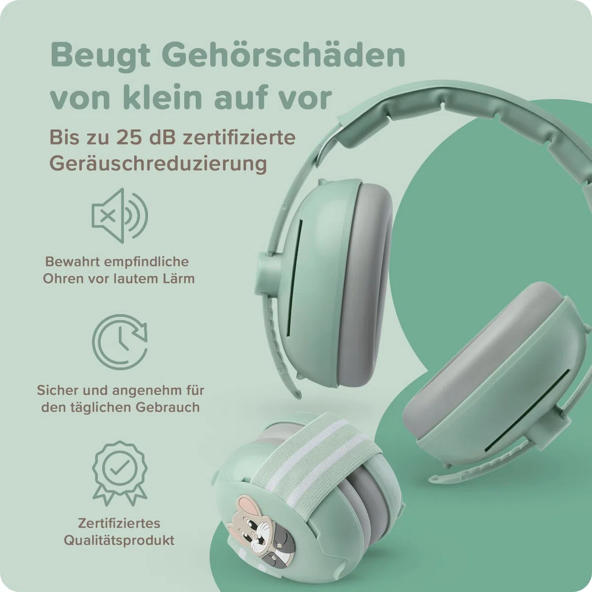 Lärmschutz Kopfhörer Kinder 3 bis 48 Monate - Gehörschutz Baby 25dB Geräuschreduktion - extraweiche Baby Ohrenschützer mit elastischem und verstellbarem Kopfband