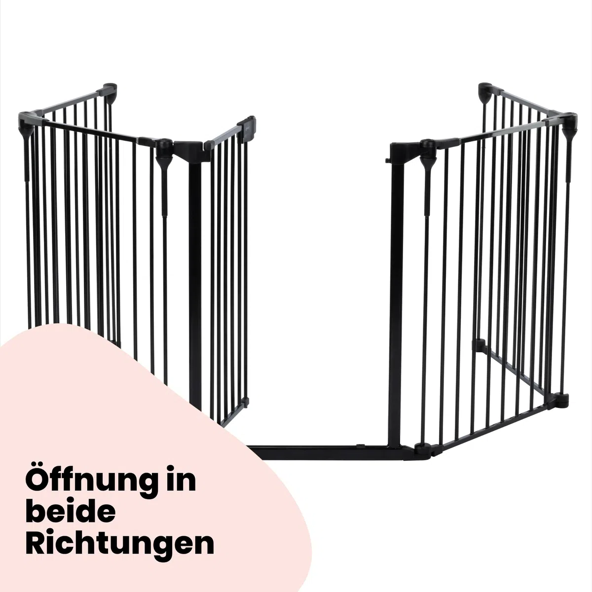 Safety 1st Modular 5 Panel Kinderschutzgitter, 64-296 cm, 1-Hand, Black | Treppenschutzgitter Extra Breit, Für Unregelmäßige und Breite Bereiche, Extra Sicheres Schloss, Schnelle Montage