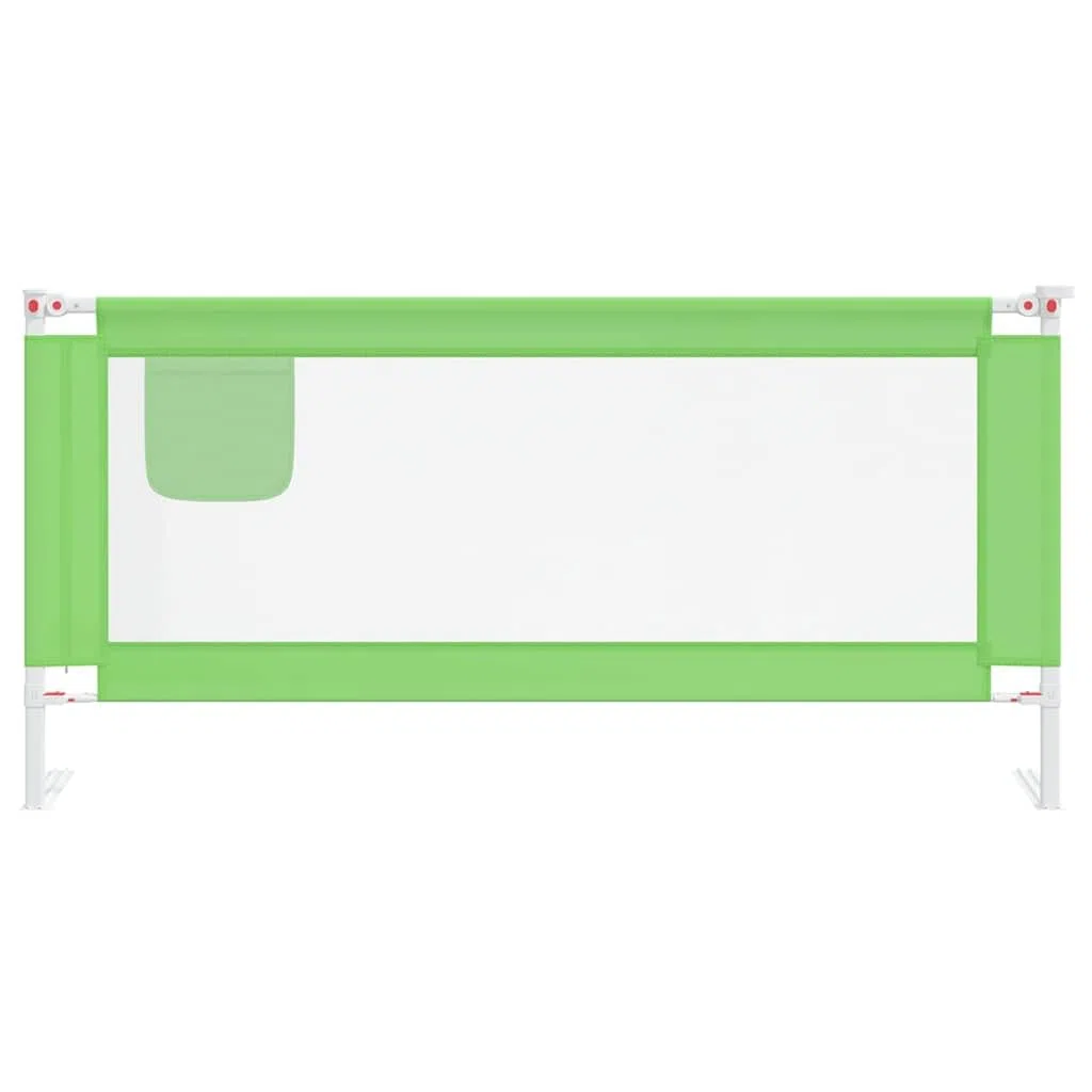 Kleinkind Bettschutzgitter Grün 190x25 cm Stoff mit klappbarem Seitengitter und höhenverstellbarer Absturzsicherung für Babybett, Kinderbett, Elternbett und Familienbett