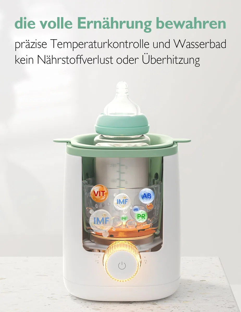 Momcozy Flaschenwärmer Baby | präziser Temperaturkontrolle & Nachtlicht | 9-in-1 Faschenwärmer | Schnellaufheizung, automatische Abschaltung | Flaschenkompatibilität für Weithalsflaschen & Babykost