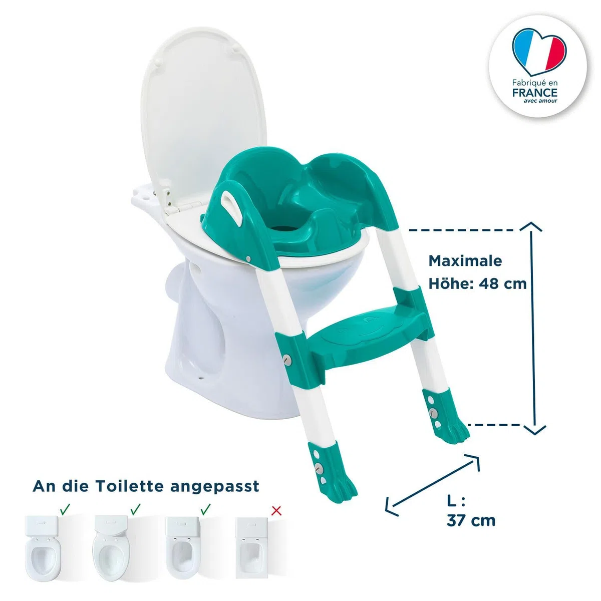 Thermobaby - Kinder-WC-Reduzierer - Kiddyloo - Clever, spielerisch & hygienisch - Verstellbare Beine- rutschfeste Stufe - Kompaktes Zusammenklappen - Ab 18 Monate