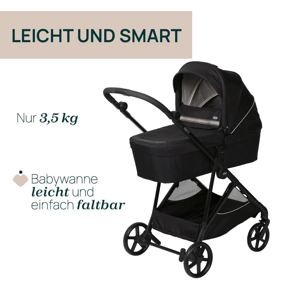 Chicco Seety Tragewanne für Kinderwagen, gepolstert, ohne Adapter, leicht