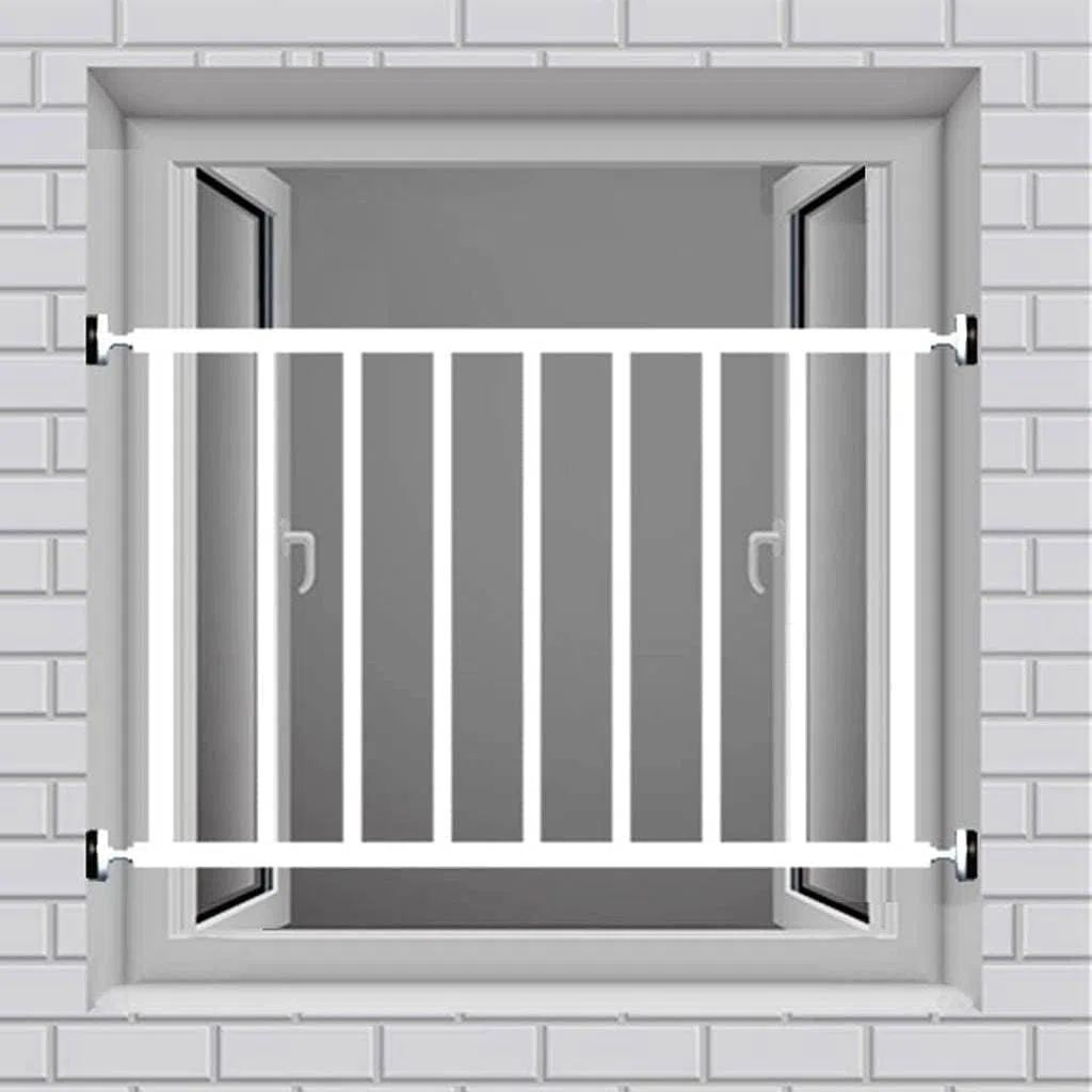 Französisches Balkongeländer für den Innenbereich, Fenstergitter, Balustraden, verstärkte Stahl-Sicherheitsstangen für Kinder, Sturzprävention, einfache Druckmontage, Stützfläche über 4 cm (Weiß, 80 x