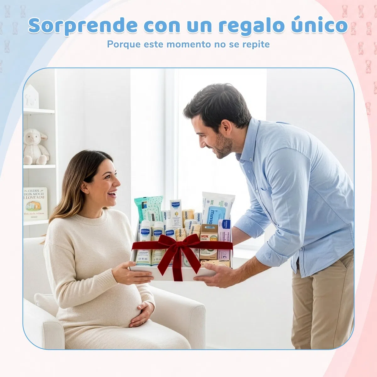 Geschenkkorb für Babys | Enthält Gel, Shampoo, Eau de Cologne und mehr | Schnuller und Clip 0-6 Monate | 10 Windeln Größe 2