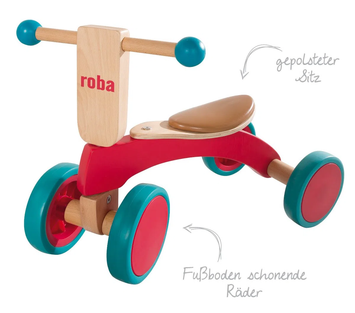 roba Holz Rutscher, Kinderfahrzeug aus Holz, Kleinkind Laufrad/Sitzroller ab 1 Jahr