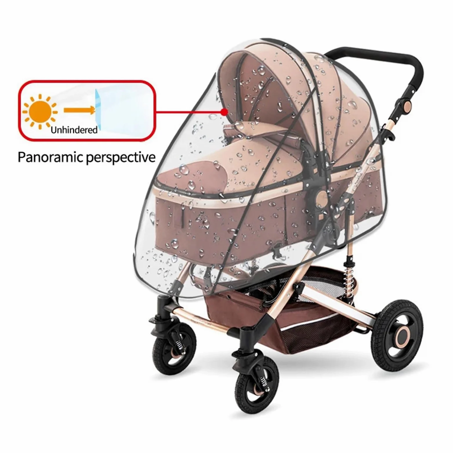 Kinderwagen Regenschutz Universal wasserdichte Kinderwagen Regenschutz Kinderwagen Zubehör Transparent Wind Staub Schild Reißverschluss Öffnen for Kinderwagen Regenmantel(Zipper Eva raincover)