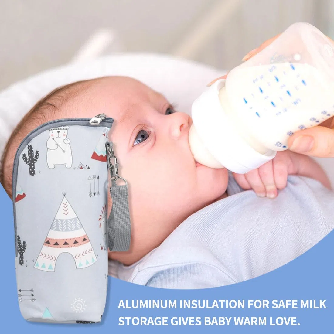 1 Pcs Babyflasche Isolierungstasche, tragbare Babyflaschen-Tasche für Kinderwagen Outdoor-Reisen