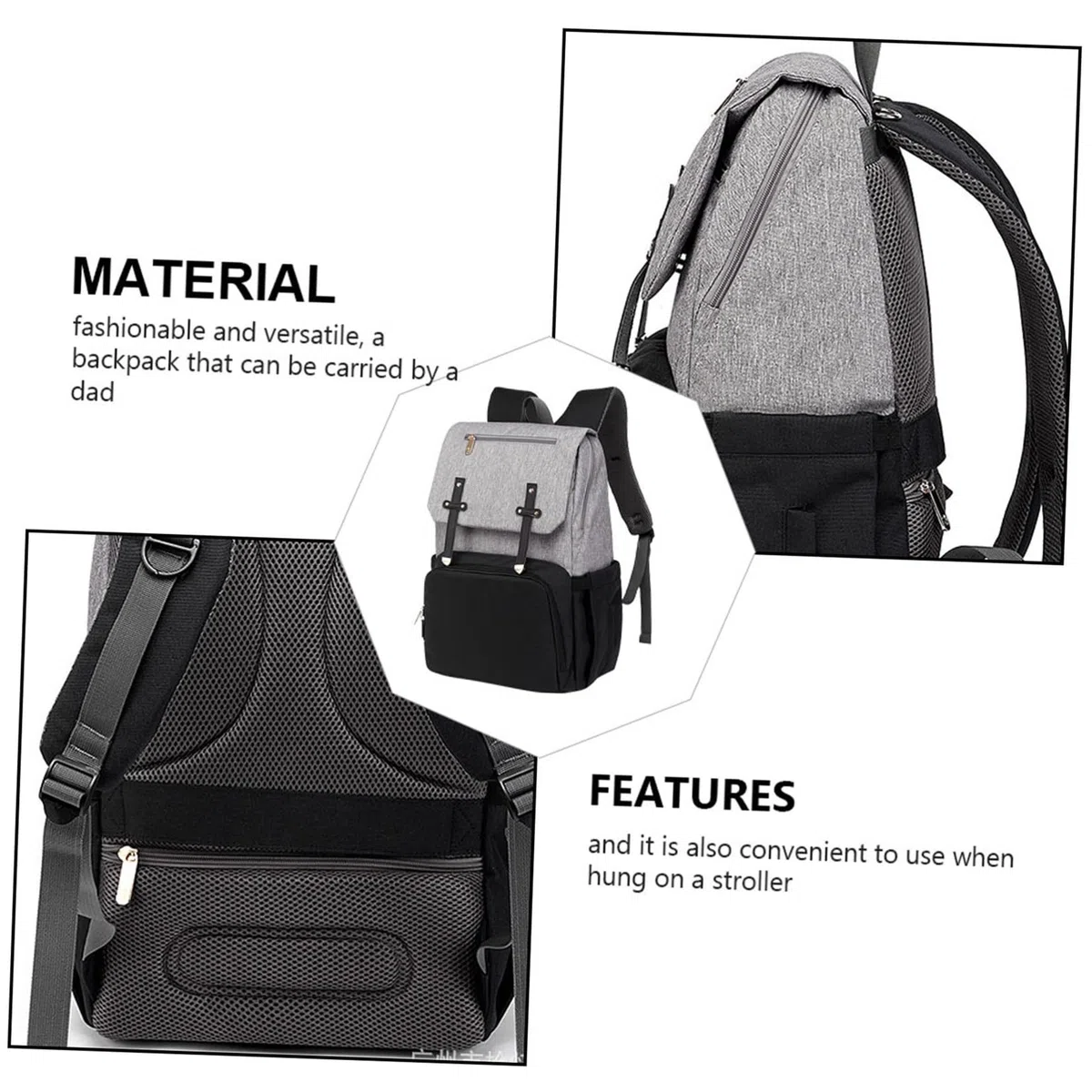 Mehrzweckrucksack für Mütter Großer Babyrucksack Wickeltasche aus Oxford Stoff Verschleißfest mit Großem Fassungsvermögen zum Einkaufen und Ausgehen