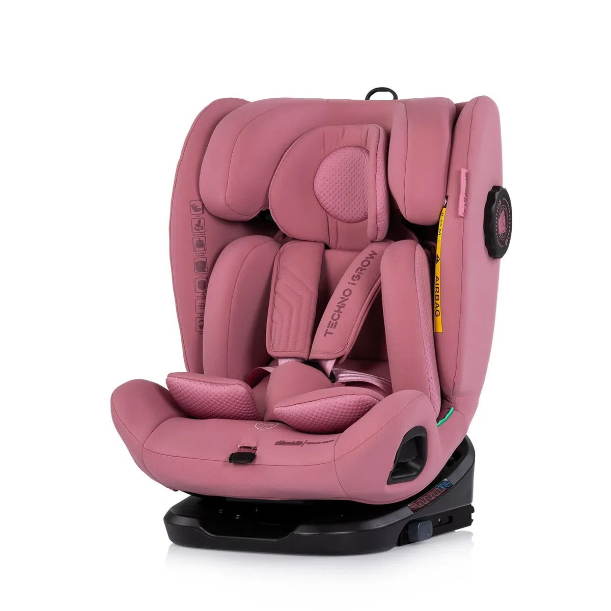 Chipolino Kindersitz Techno iGROW i-Size (40-150cm) Isofix Top Tether Kopfstütze rosa