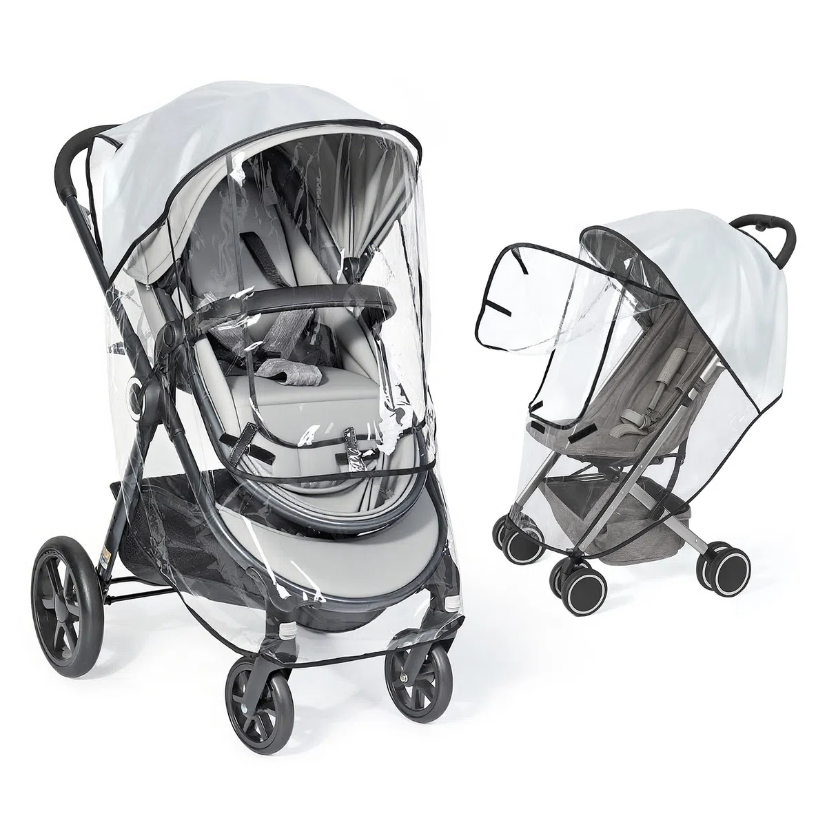 Universeller transparenter Kinderwagen-Regenschutz, kein Reißverschluss, wasserdichte Kinderwagen-Abdeckung, lebensmittelechtes EVA und mattiertes PVC, Baby-Reise-Wetterschutz, atmungsaktiver