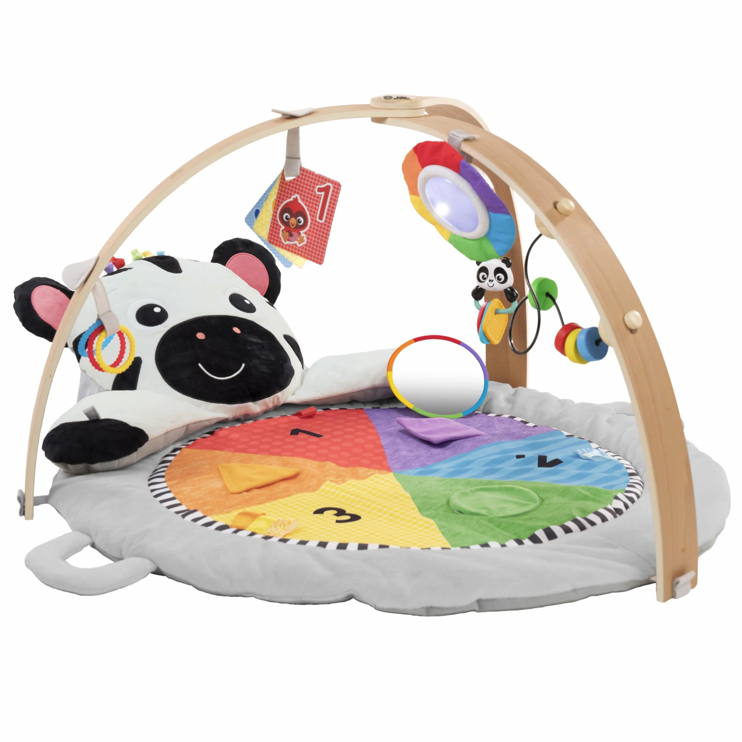 Baby Einstein Plüsch Spielbogen mit Holzstange - Zen Aktivitäts-Meilensteine, Baby Spielmatte für Säuglinge bis Kleinkinder, 0-12 Monate, Maschinenwaschbar