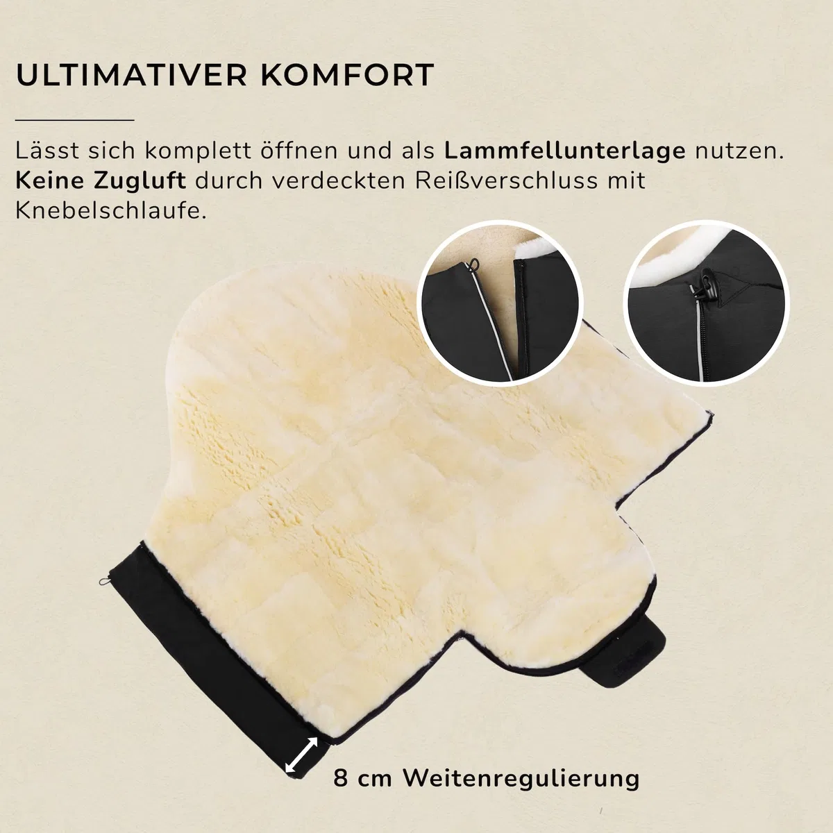 Werner Christ Baby, Lammfell Kinderwagen-Fußsack TULAVARIO – Buggy Lammfellfußsack (Kinder ab 6 - bis 36 Monate) aus medizinischem Fell, in Black (schwarz)