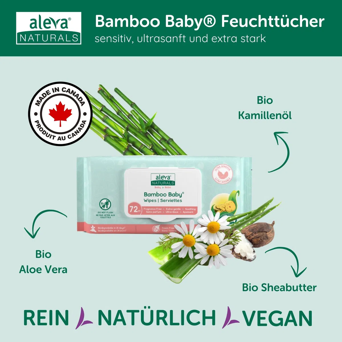Aleva Naturals Newborn Baby Set – 100% natürliche Pflege für die empfindliche Haut Ihres Babys, hypoallergen, ohne Parabene & Sulfate, enthält Shampoo, Lotion, Windelcreme & Feuchttücher