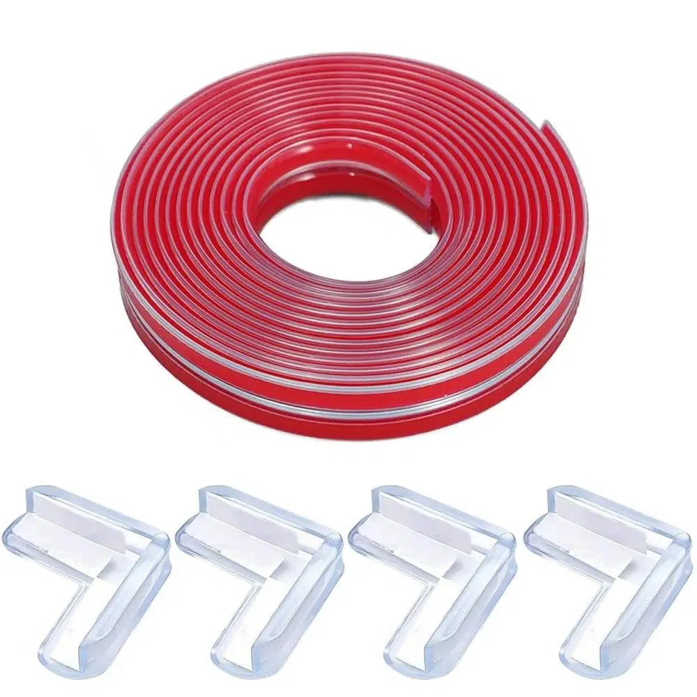 1/5 Stück Tischkantenschutz, Möbel-Eckenschutzstreifen, Selbstklebend, Transparent, for Kinder, Kollisionssicher, Weiche Stoßstange, Baby-Sicherheit(3m - 4pcs Corner Pad)