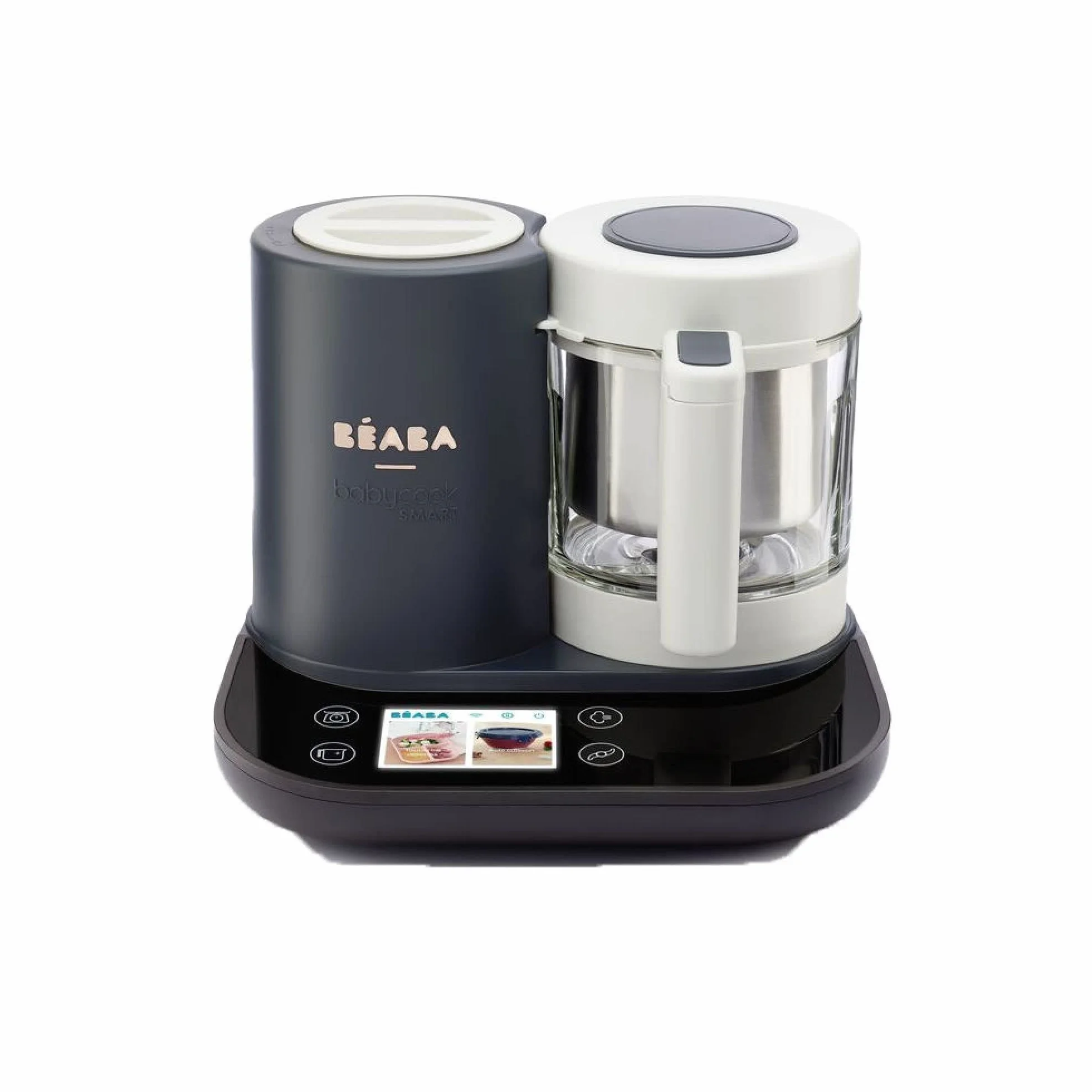 BÉABA Babycook Smart Babynahrungszubereiter 2.25L Edelstahlkorb Glasschüssel Dampfgaren Touchscreen App Anthrazit