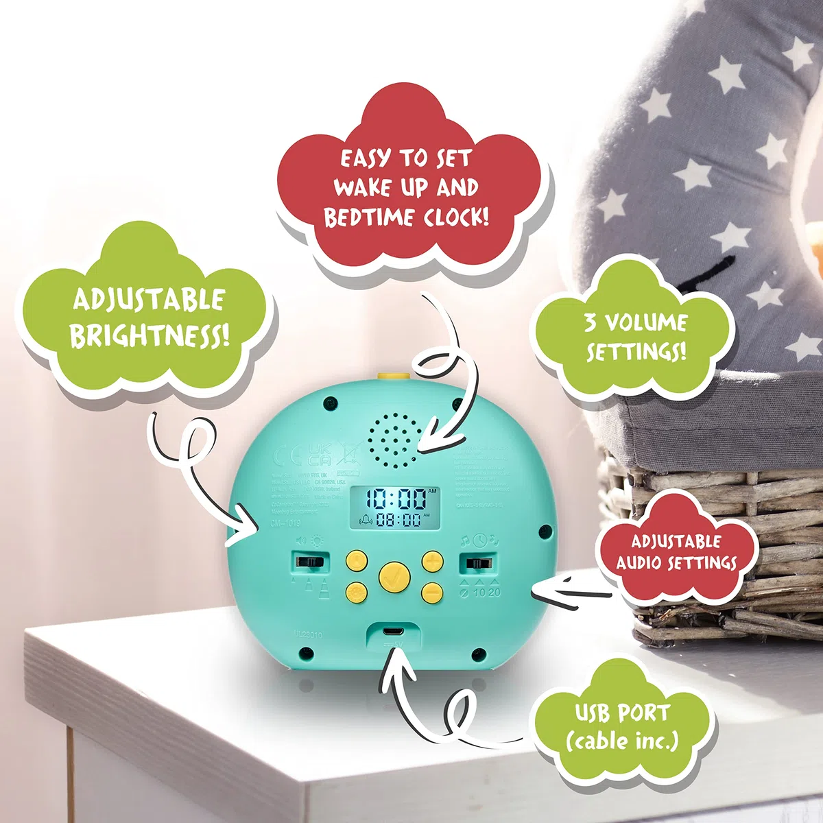WOW! STUFF CoComelon Schlaftrainer-Uhr von Lullaby Labs hilft Ihrem Kind wissenschaftlich erwiesen, DASS es Schlafenszeit ist und wann es in Ordnung ist, aufzustehen, für Kleinkinder, Mädchen und