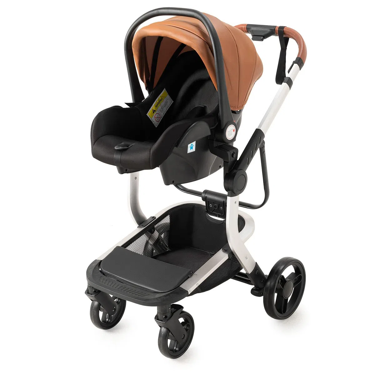 Magic ZC Kinderwagen 3 in 1, Kinderwagen mit Faltbarem Tragbarem One-Click-Design, Buggy mit Umkehrbarem Zwei-Wege-Schub, Kinderwagen 3 in 1 Komplettset mit Zubehör Hohe Landschaft (khaki 518)