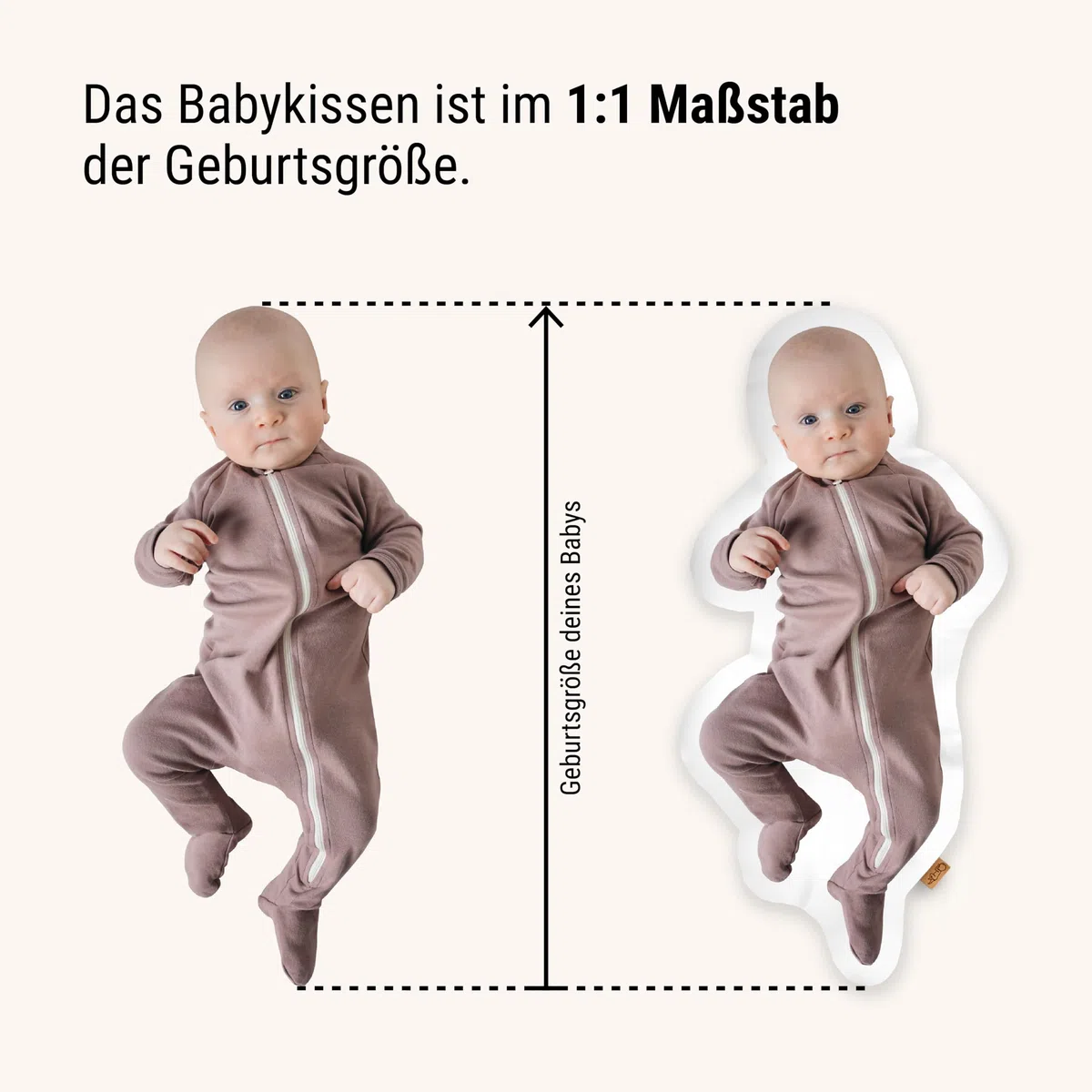 Personalisiertes Geburtskissen Fotokissen zur Geburt 1:1 Maßstab ohne Gewicht | Mit Namen für Neugeborene | Erinnerungen in Originalgröße Jungen Mädchen | Geschenk zur Taufe